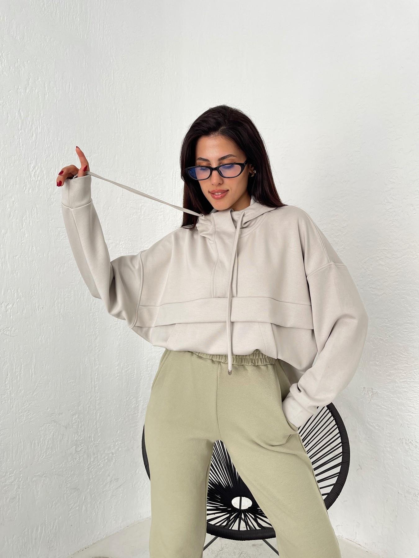 Fermuarlı Parçalı Sweatshirt TAŞ