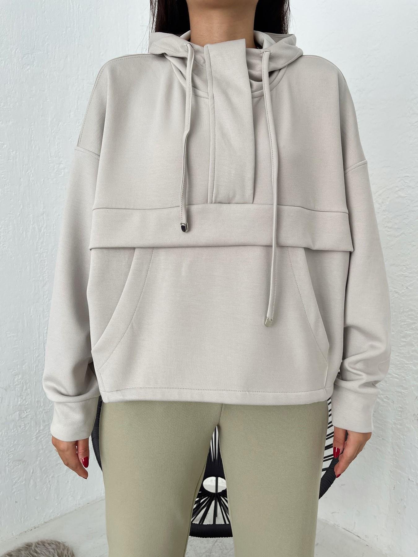 Fermuarlı Parçalı Sweatshirt TAŞ