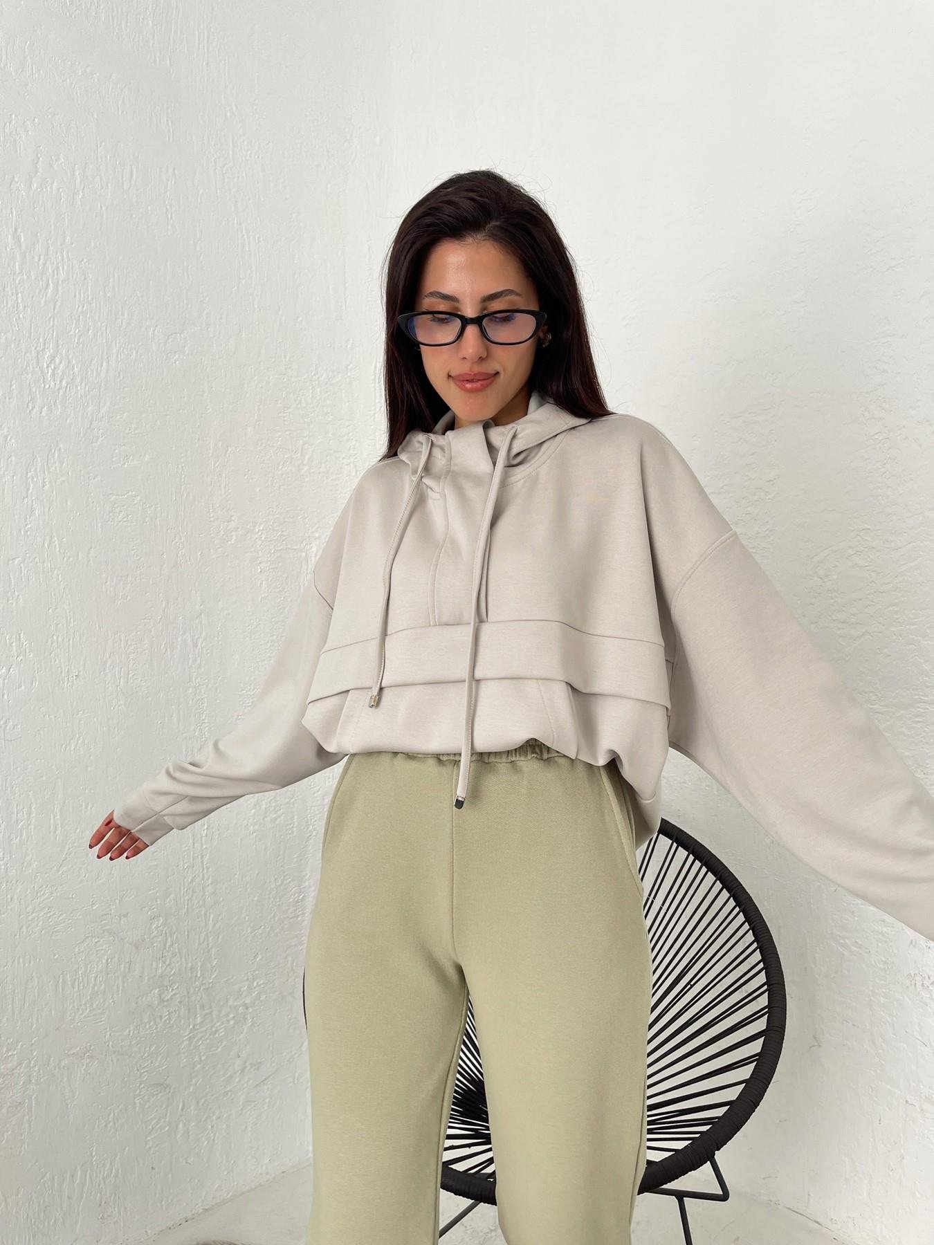 Fermuarlı Parçalı Sweatshirt TAŞ