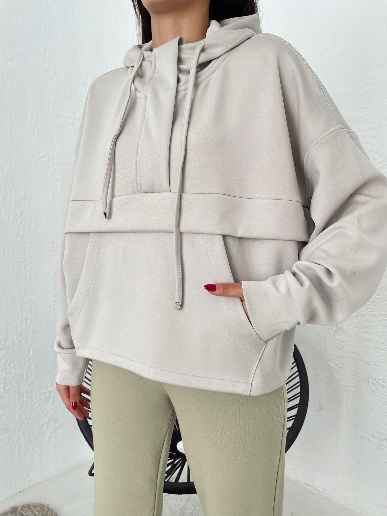 Fermuarlı Parçalı Sweatshirt TAŞ