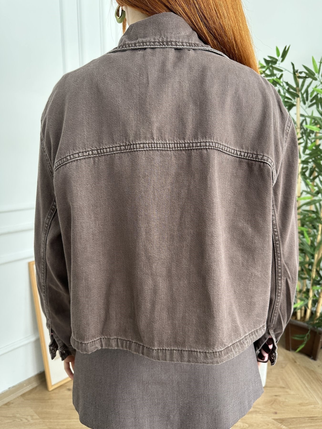 Fermuarlı Patlı Tencel Mont Kahve