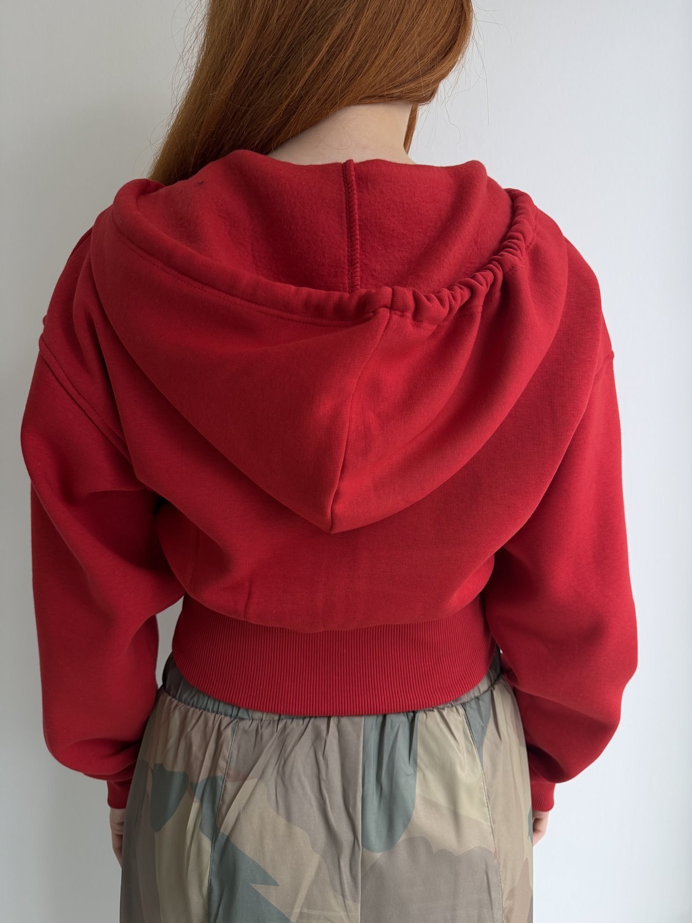 Fermuarlı Ribana Detay Kapüşonlu Sweatshirt Kırmızı