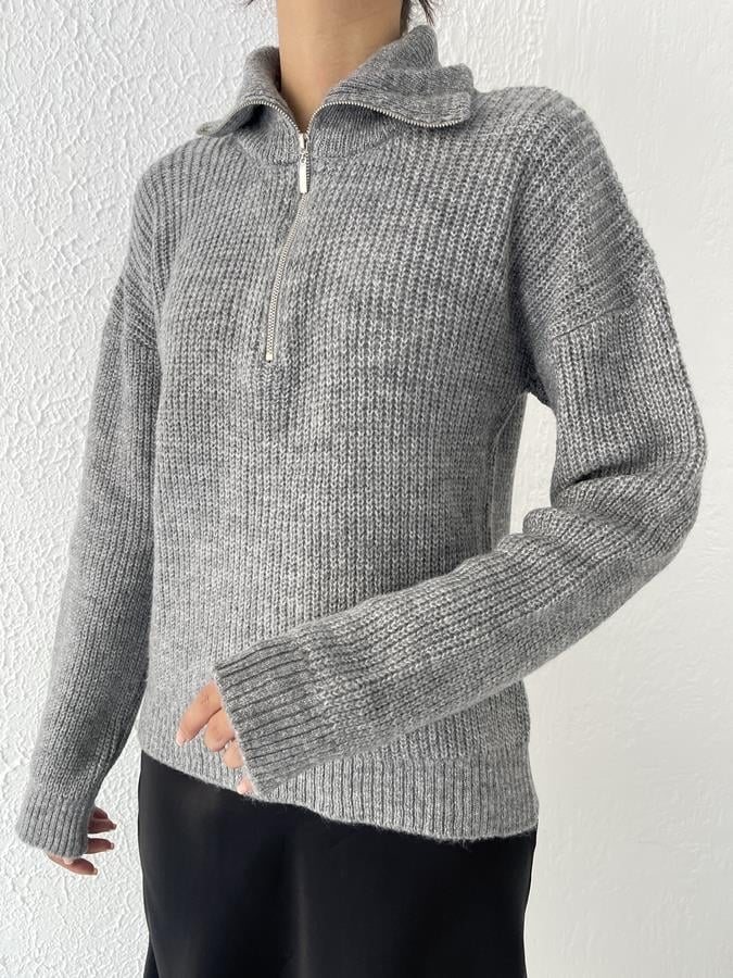 Fermuarlı Şardon Kazak GRİ