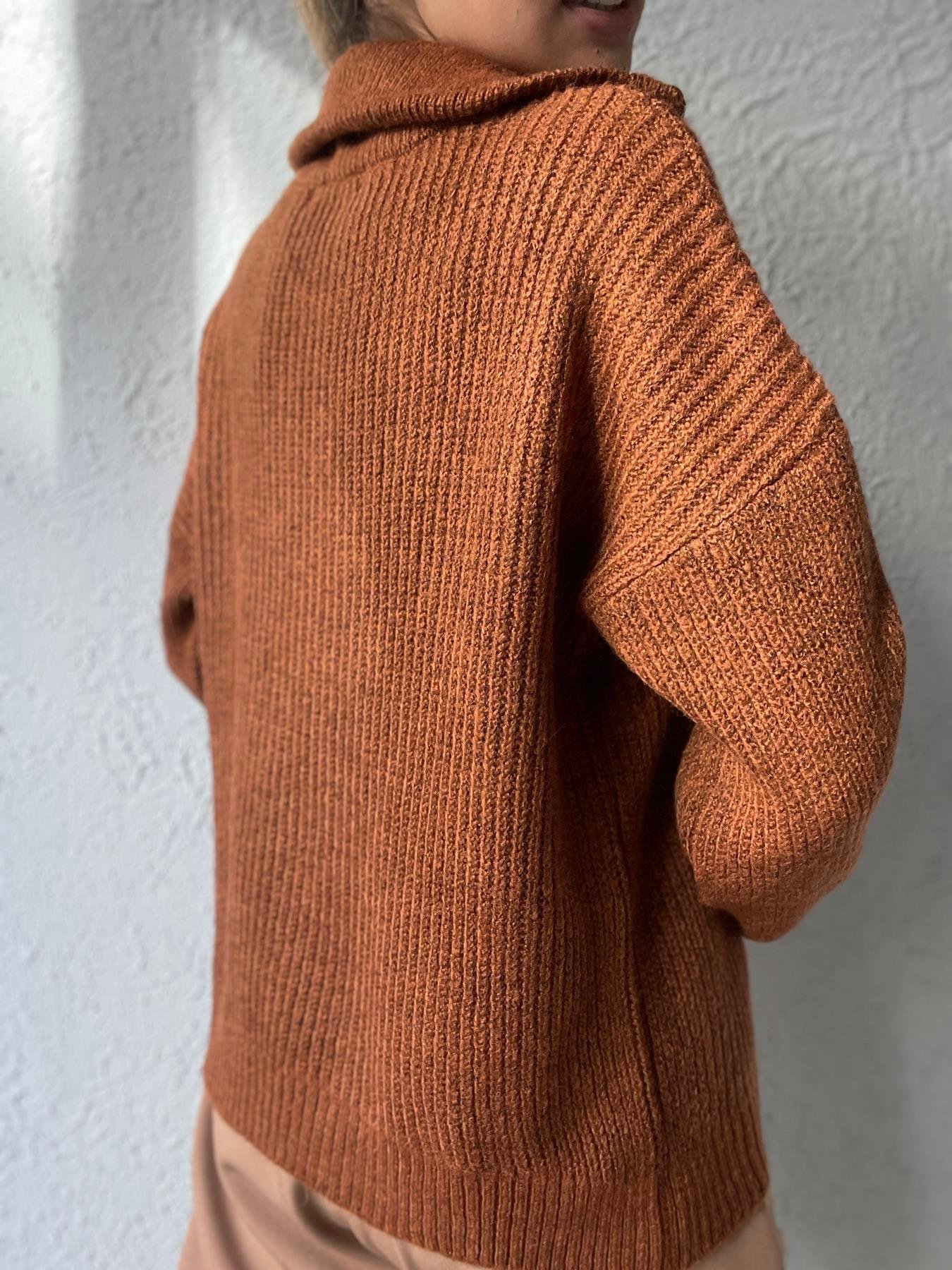 Fermuarlı Şardon Kazak KAHVE