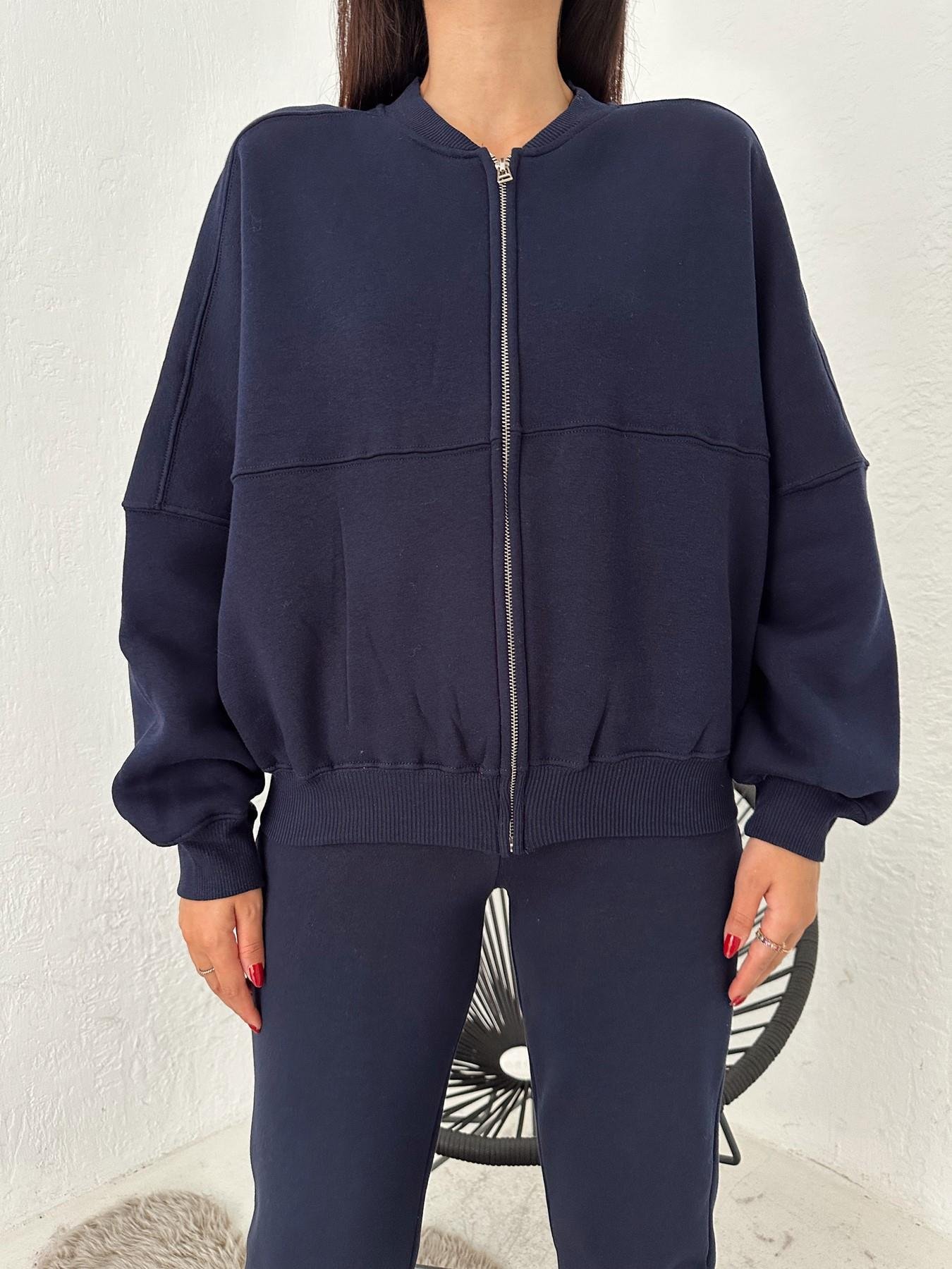 Fermuarlı Yarasa Kol Sweatshirt LACİVERT