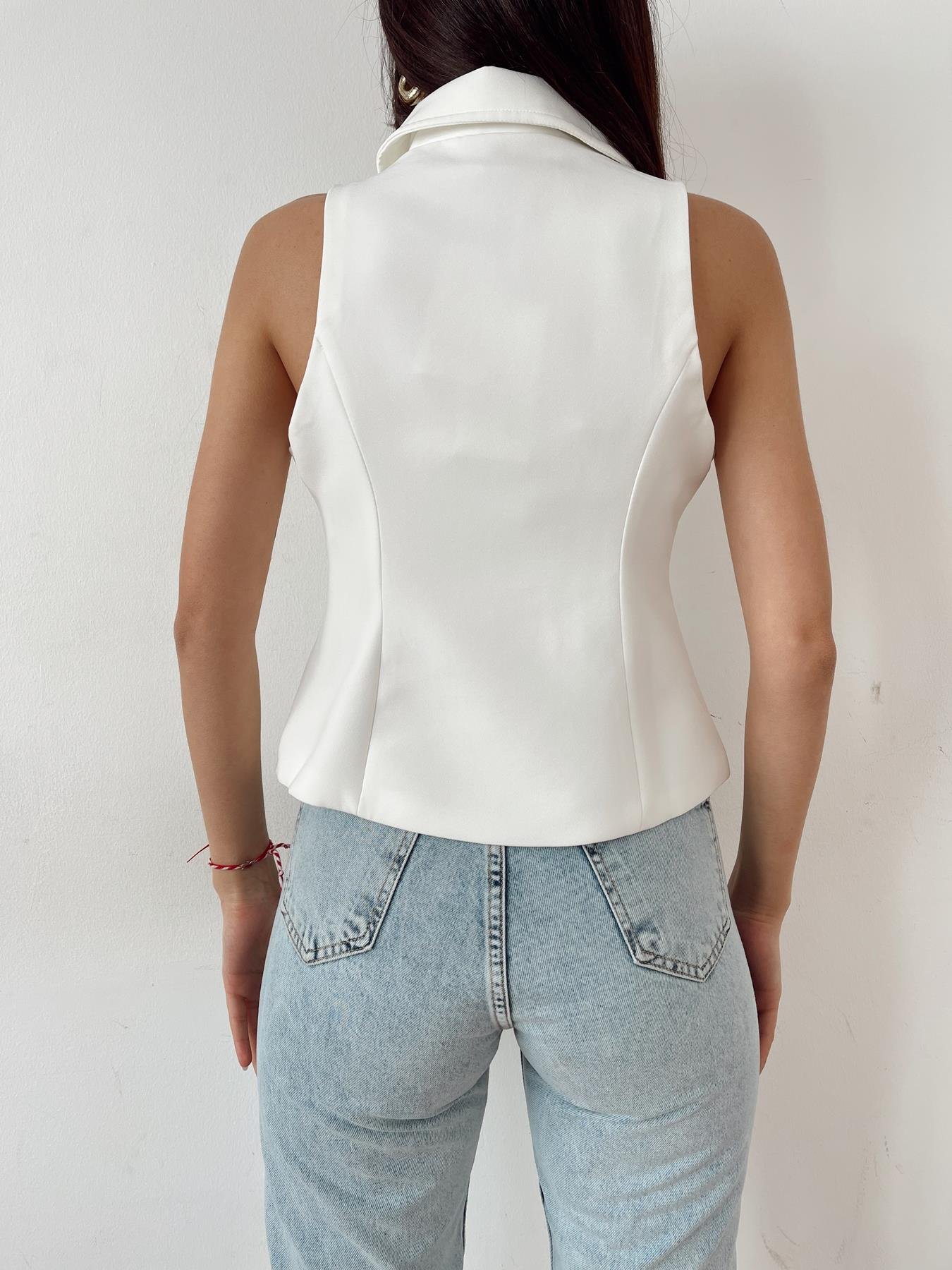 Fermuarlı Yelek BEYAZ