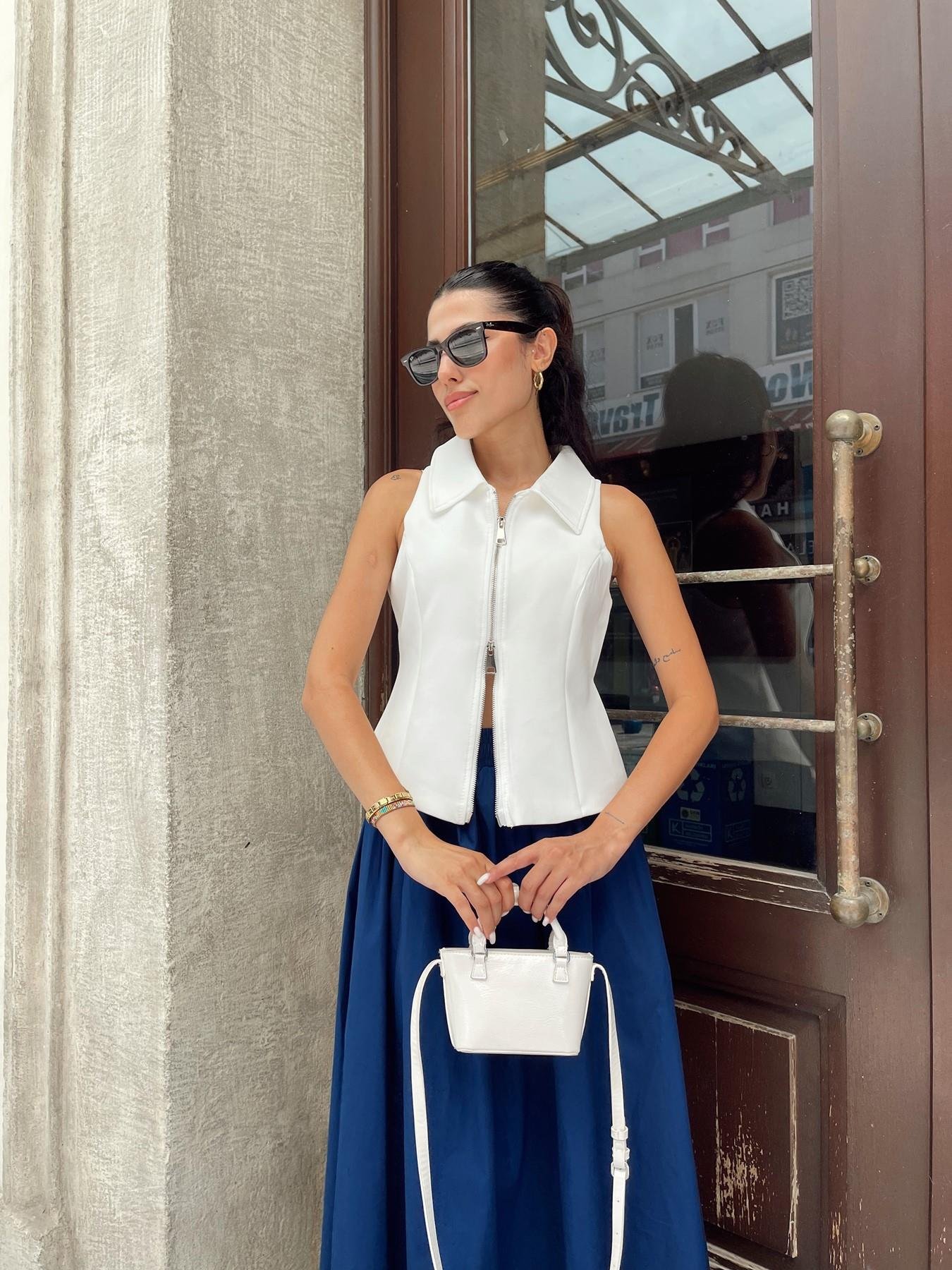 Fermuarlı Yelek BEYAZ