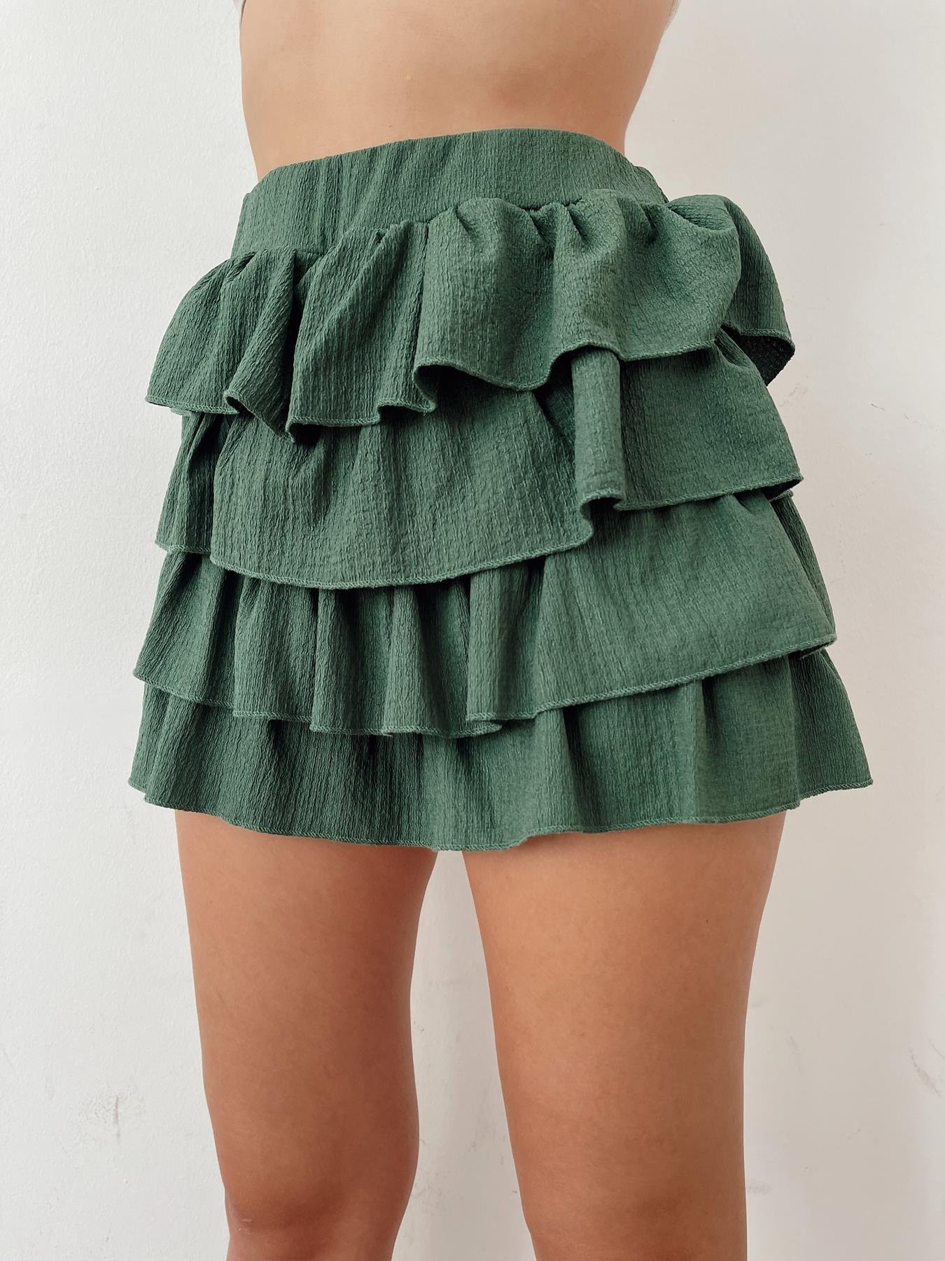 Fırfırlı Şort Etek YEŞİL