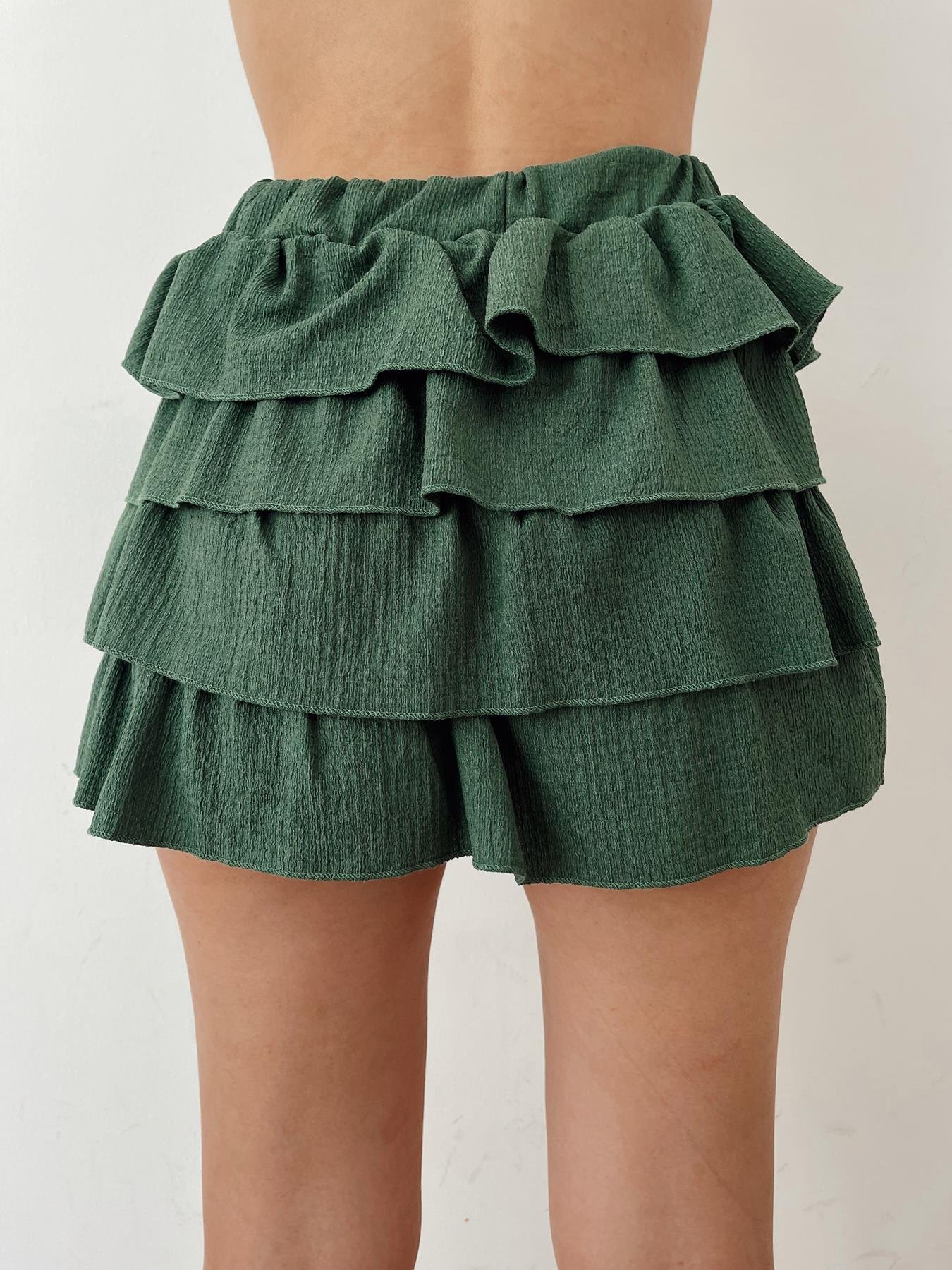 Fırfırlı Şort Etek YEŞİL