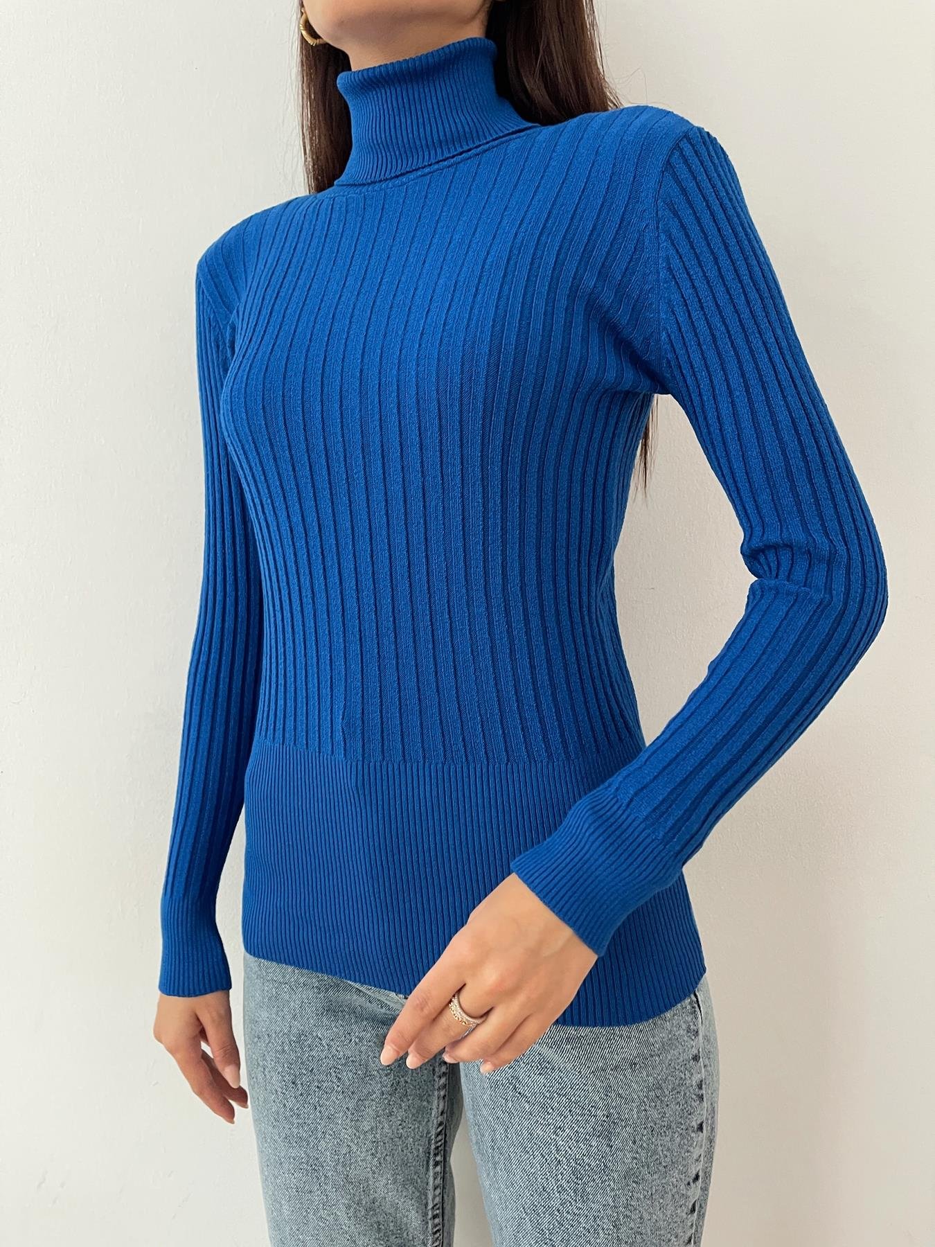 Fitilli Balıkçı Yaka Likralı Kazak SAKS