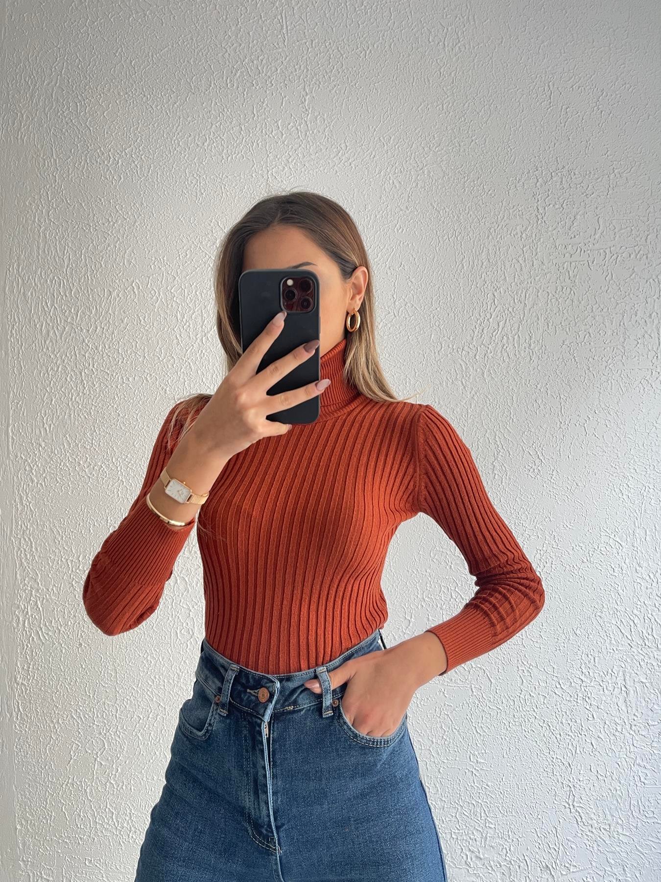 Fitilli Balıkçı Yaka Likralı Kazak TARÇIN