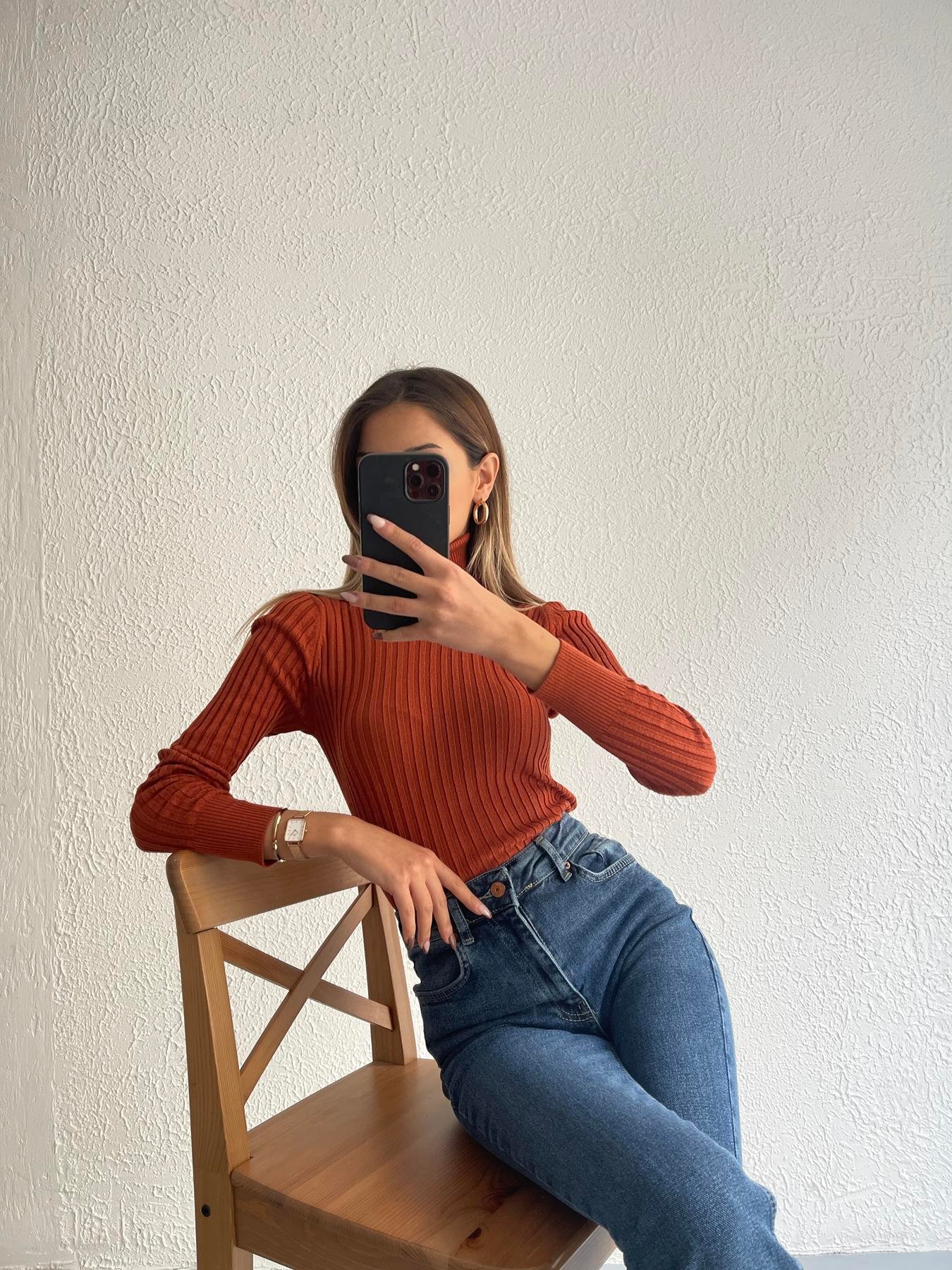 Fitilli Balıkçı Yaka Likralı Kazak TARÇIN