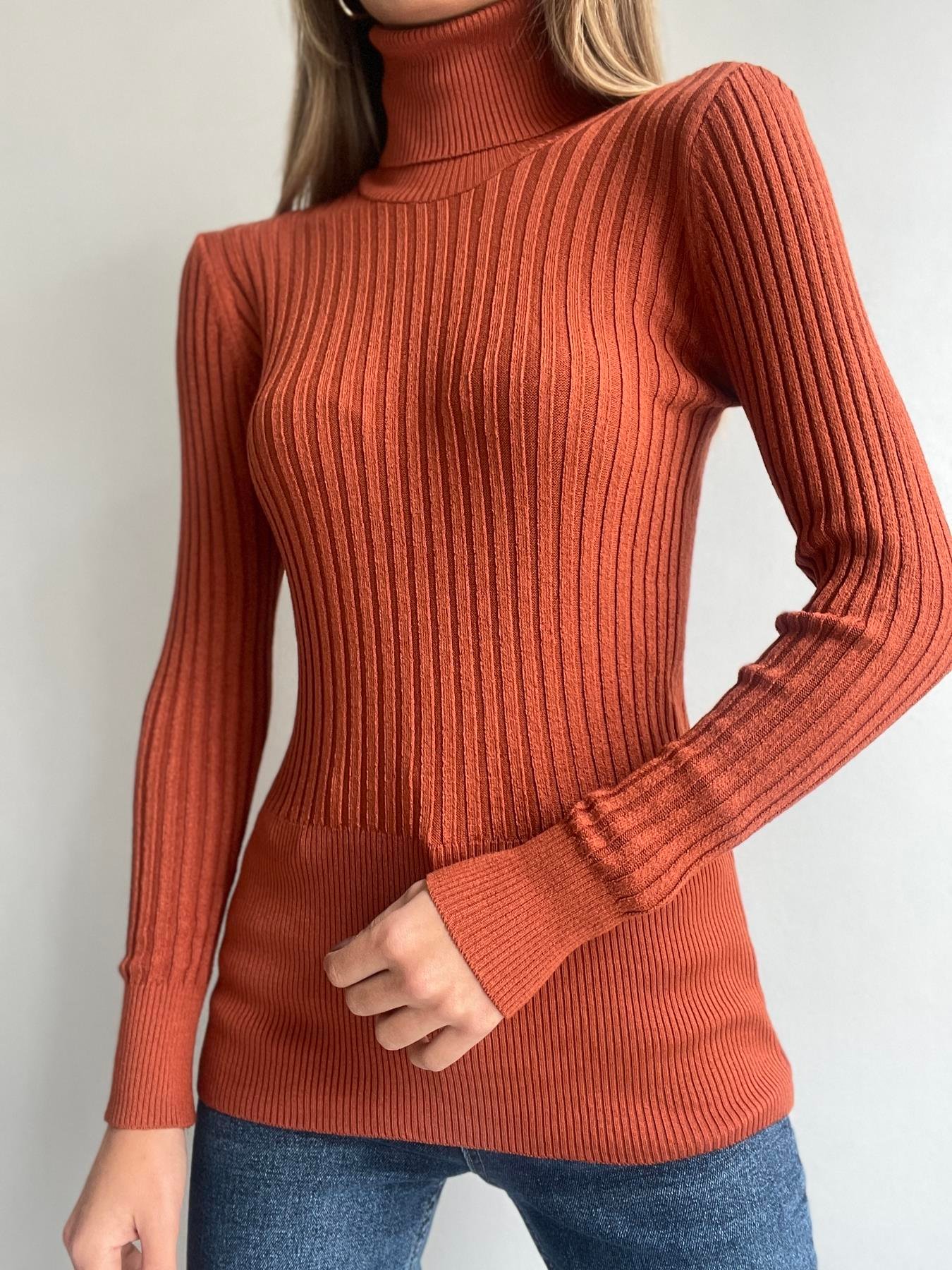 Fitilli Balıkçı Yaka Likralı Kazak TARÇIN