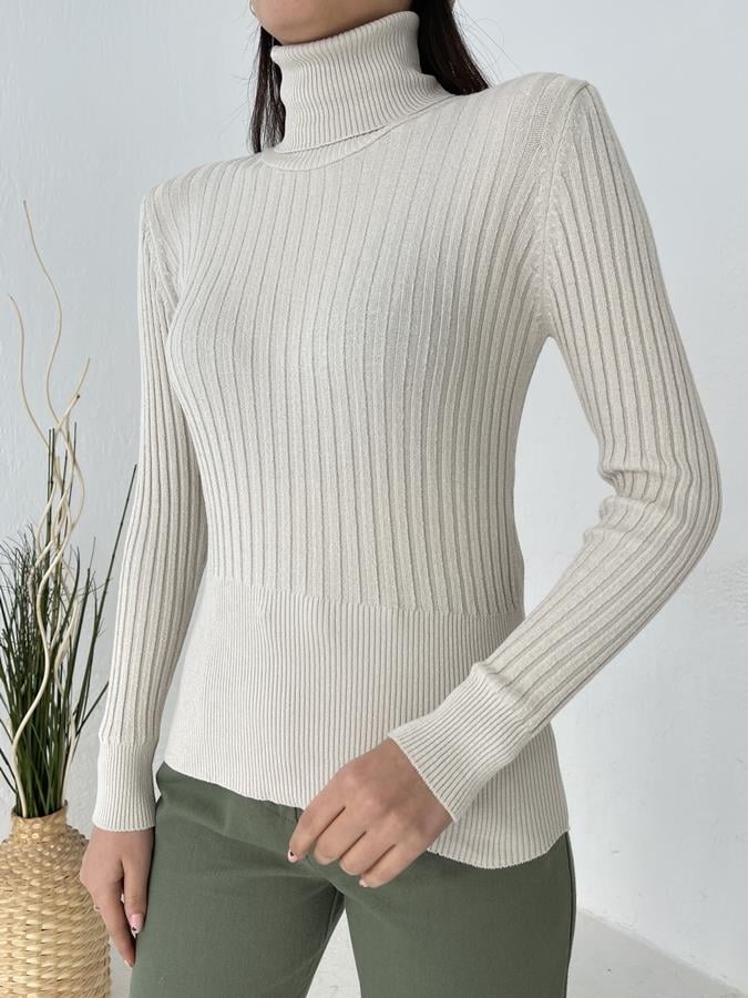 Fitilli Balıkçı Yaka Likralı Kazak TAŞ