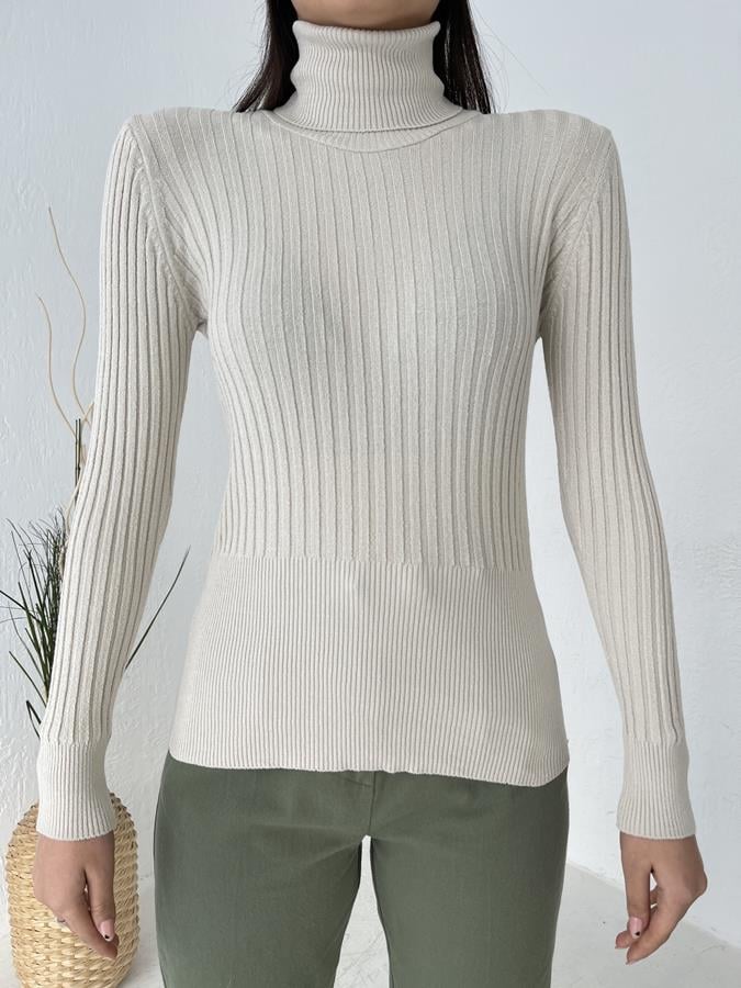 Fitilli Balıkçı Yaka Likralı Kazak TAŞ