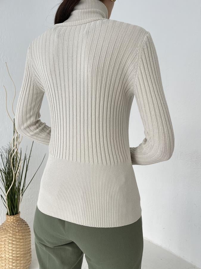 Fitilli Balıkçı Yaka Likralı Kazak TAŞ