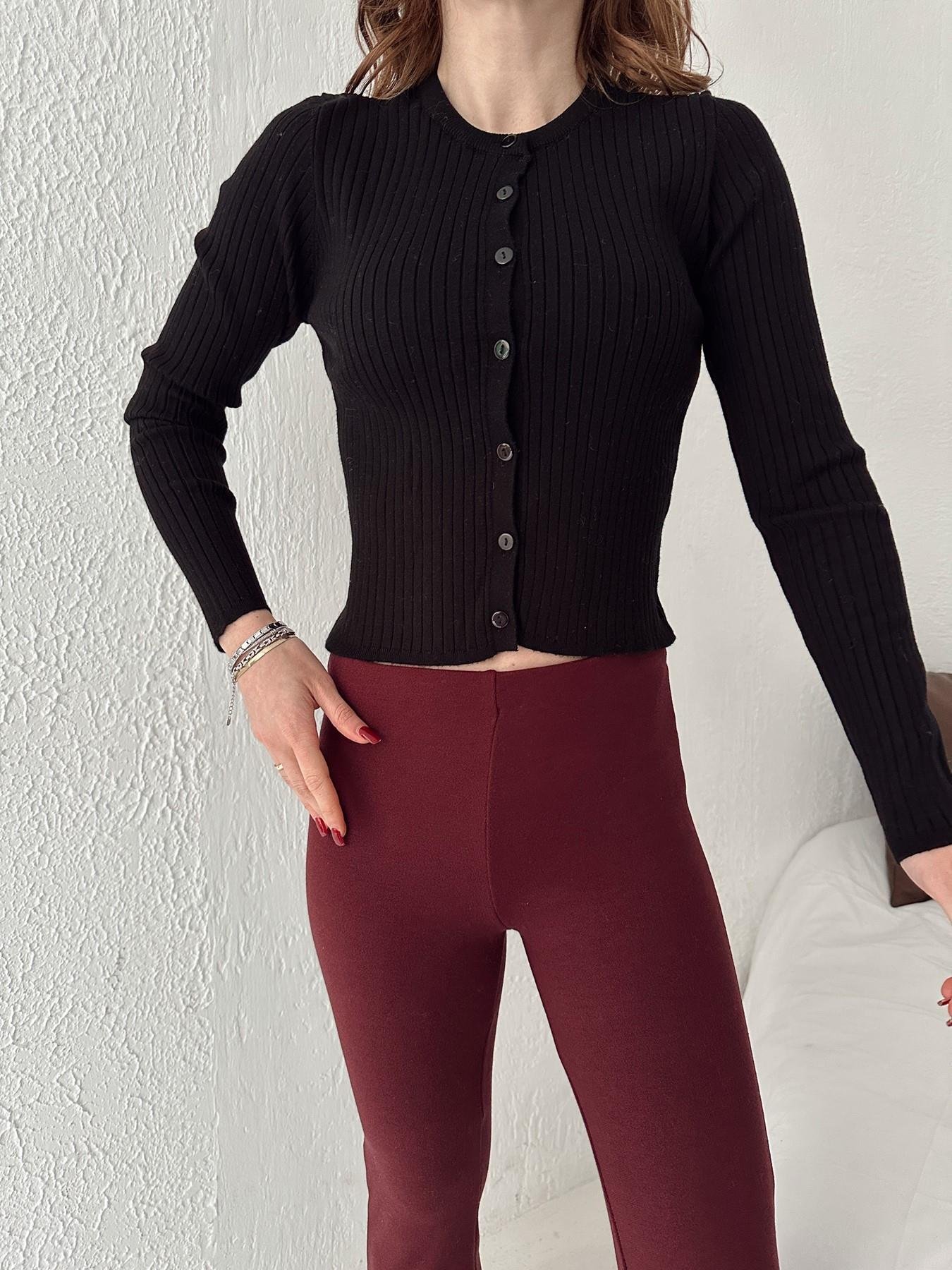 Fitilli Düğmeli Hırka SİYAH