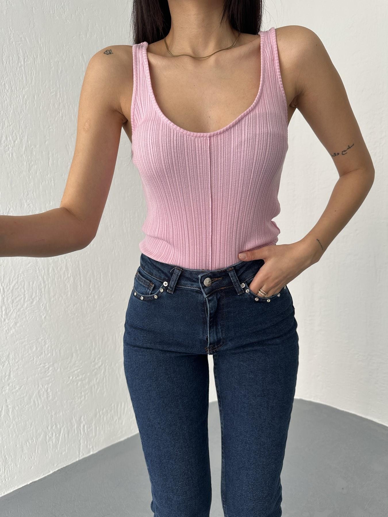 Fitilli İnce Dokulu Triko Bluz Pembe