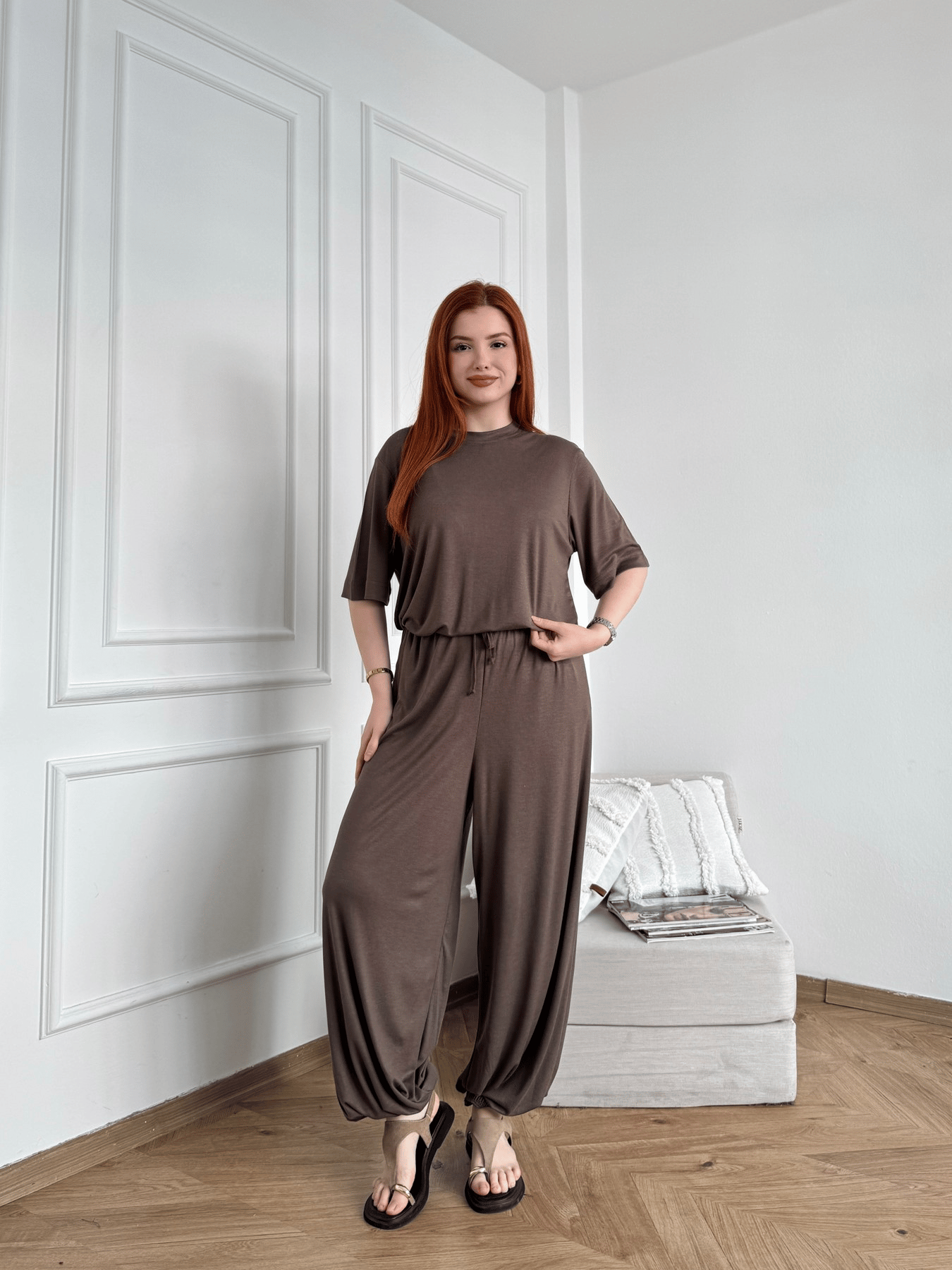 Fitilli Şalvar Pantolon Kahve