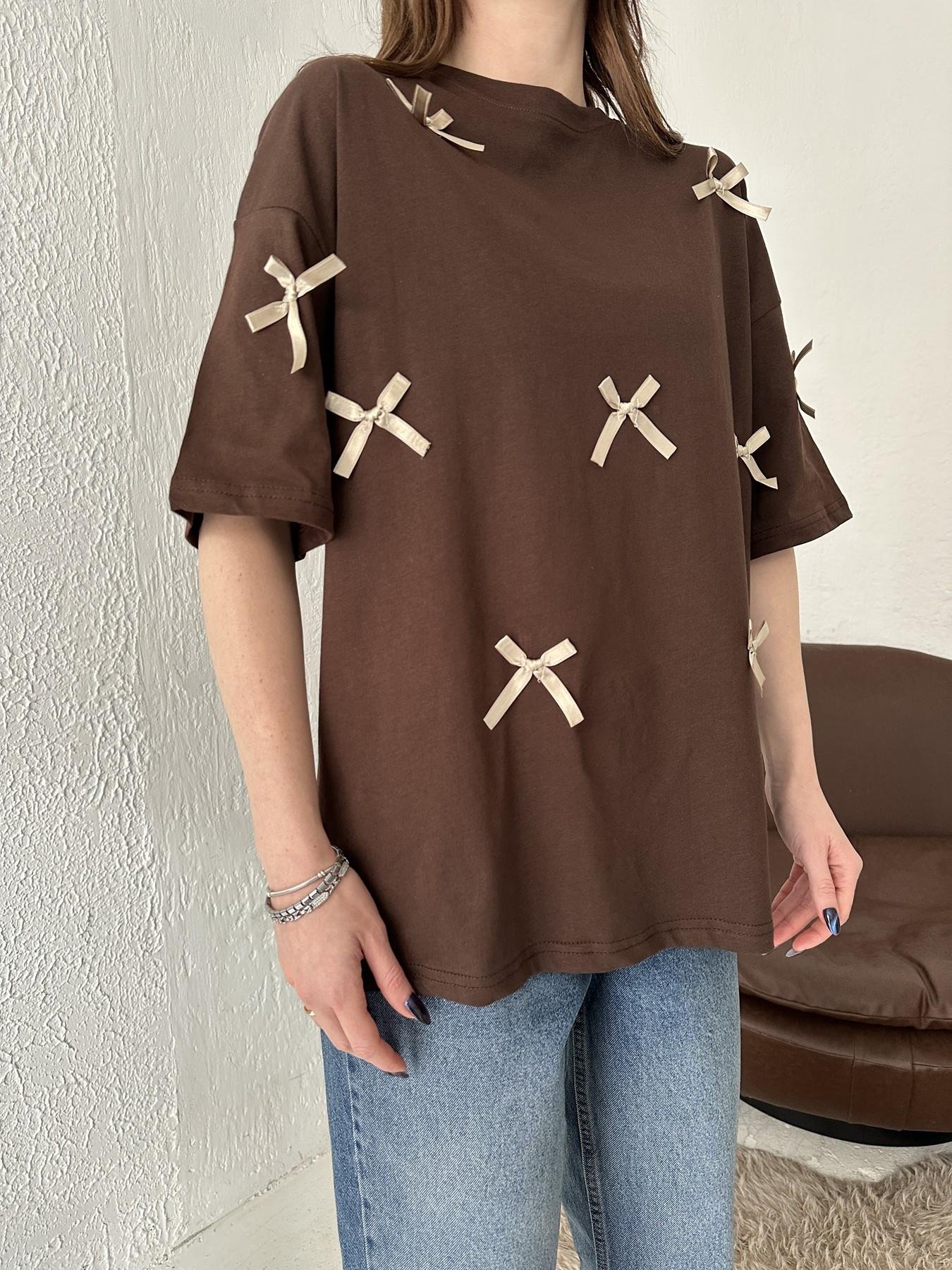 Fiyonklu Tişört KAHVE