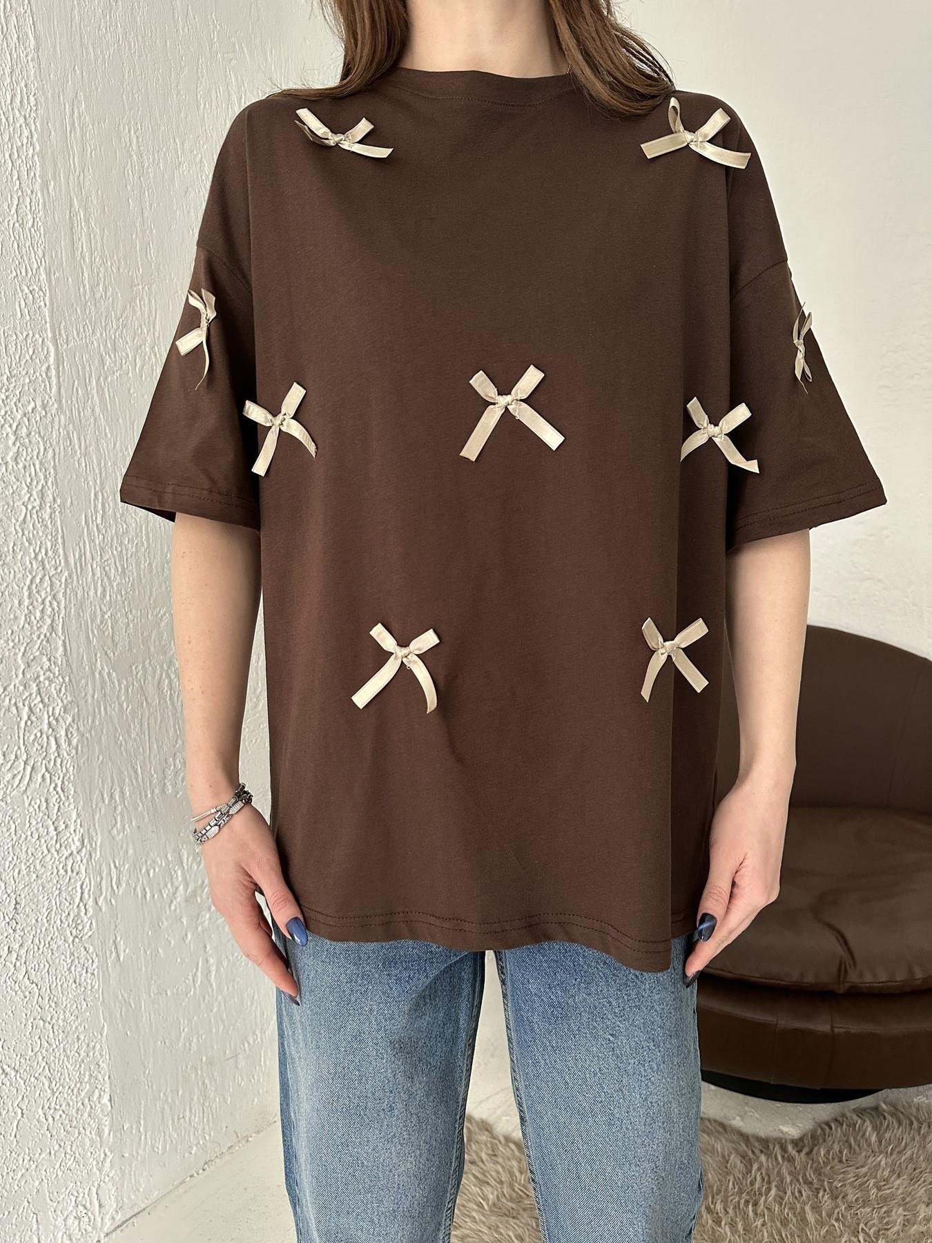 Fiyonklu Tişört KAHVE