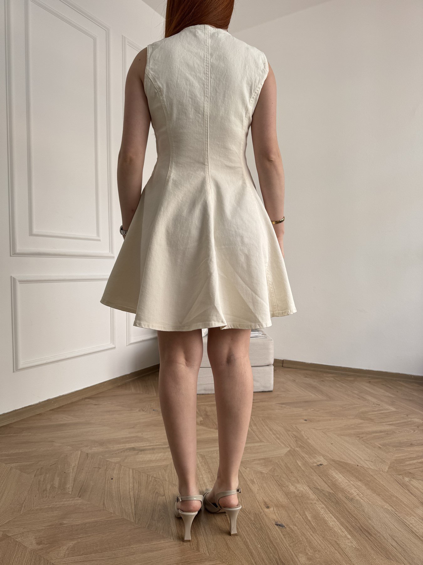 Gabardin Kolsuz Elbise 80 vanilya
