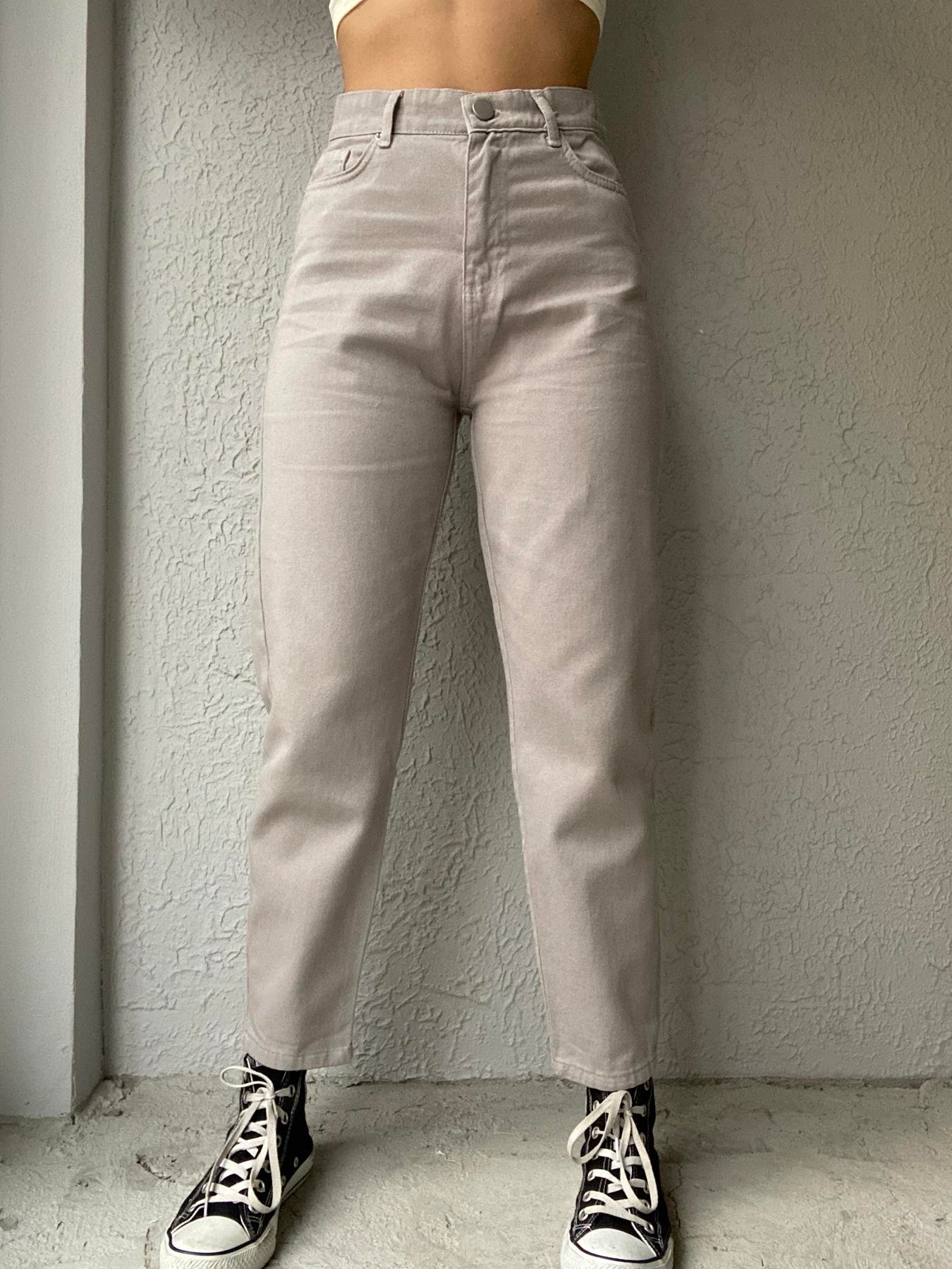 Gabardin Mom Fıt Pantolon GRİ