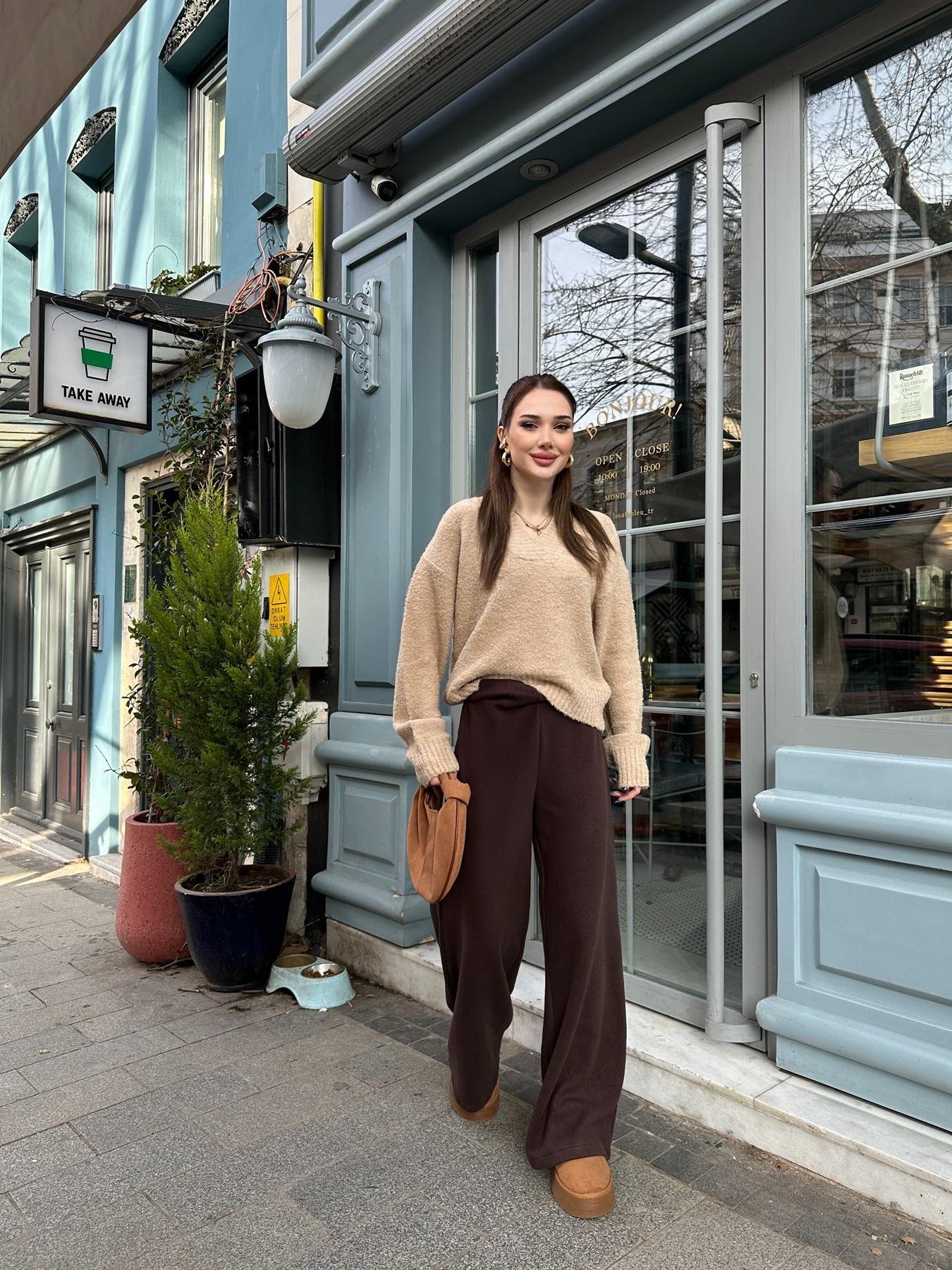 Geniş Paça Fitilli Pantolon KAHVE