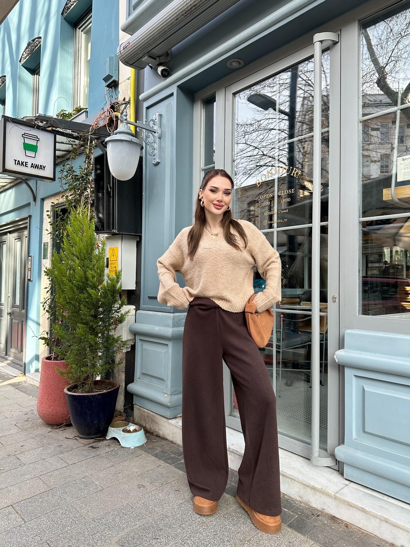 Geniş Paça Fitilli Pantolon KAHVE