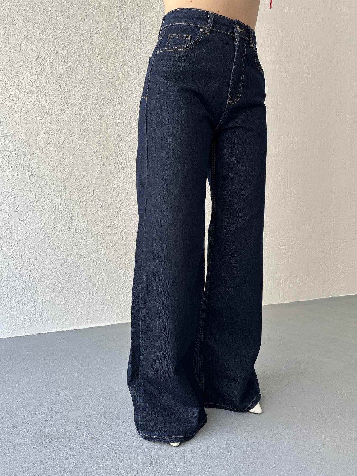 Geniş Paça Jean Pantolon Lacivert