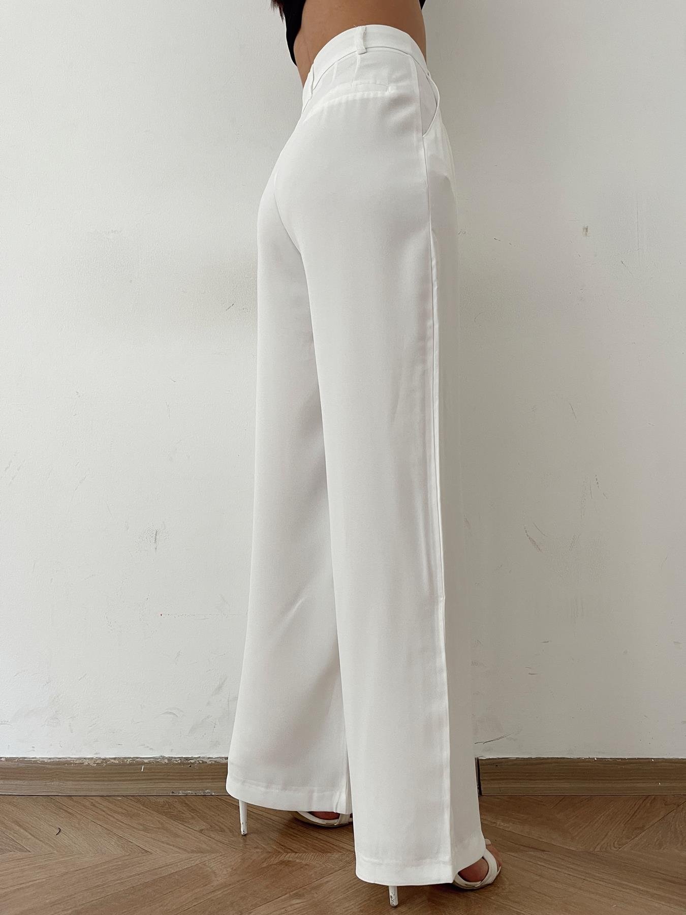 Geniş Paça Kumaş Pantolon EKRU