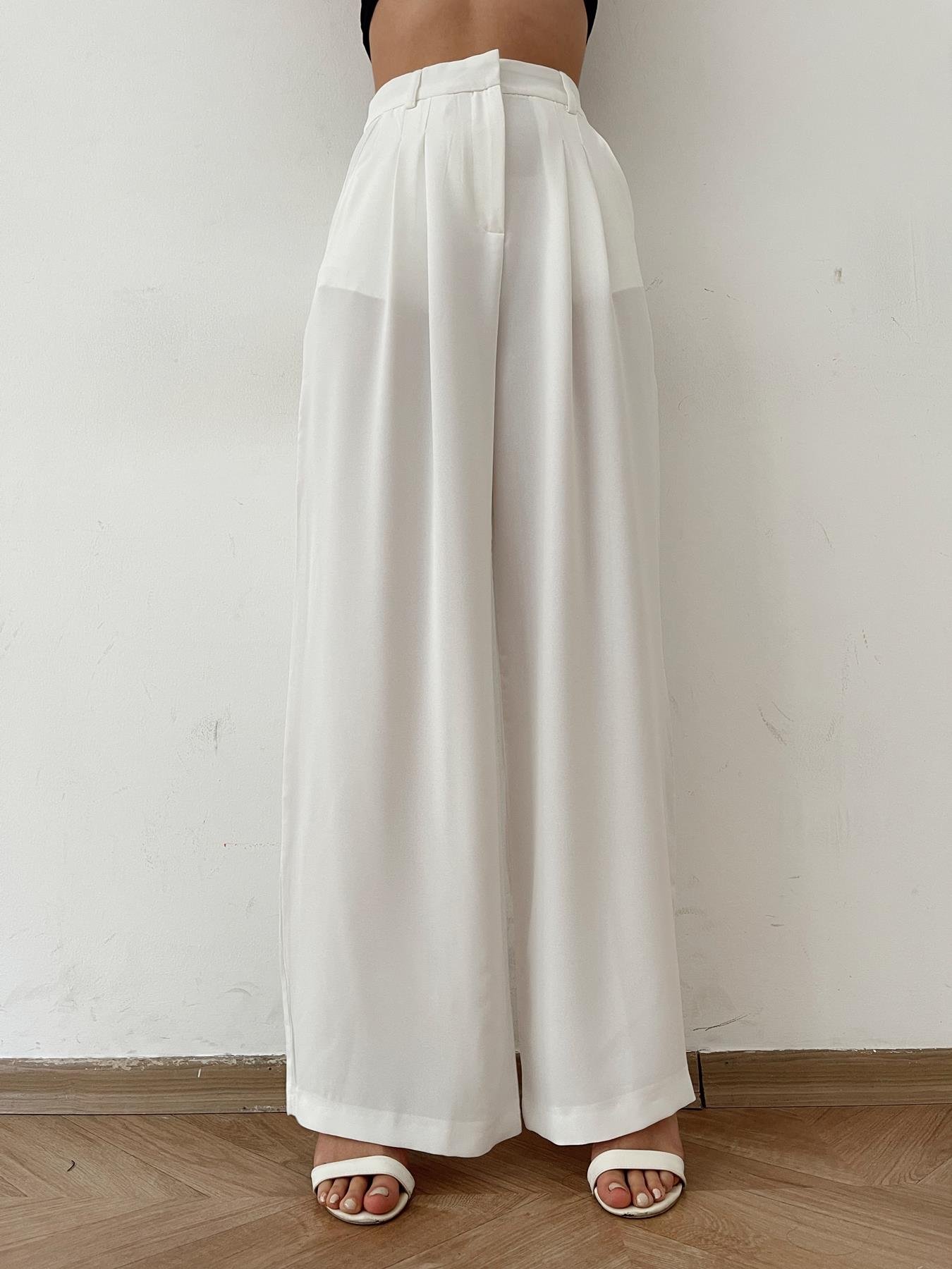 Geniş Paça Kumaş Pantolon EKRU