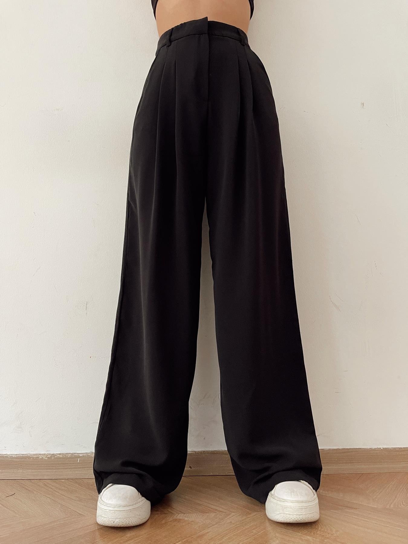 Geniş Paça Kumaş Pantolon SİYAH