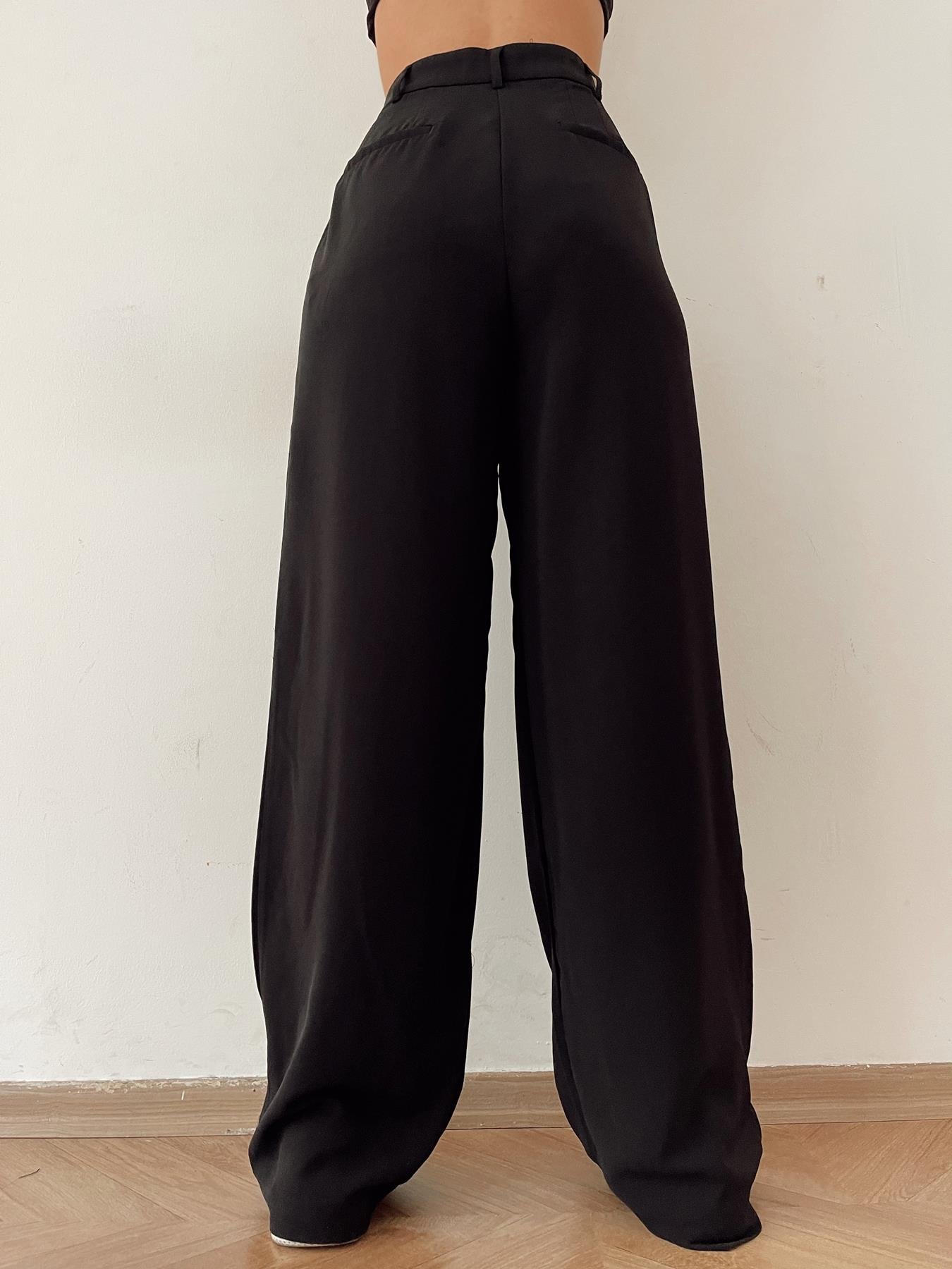 Geniş Paça Kumaş Pantolon SİYAH