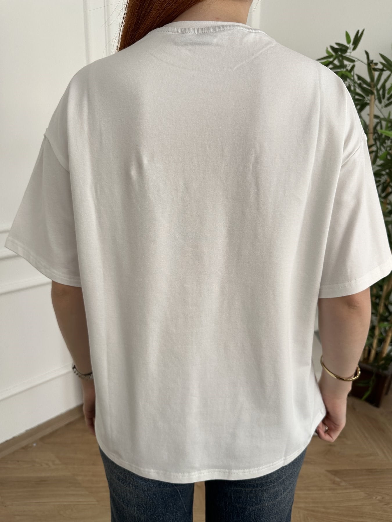 Glamour Nakışlı T-shirt Ekru