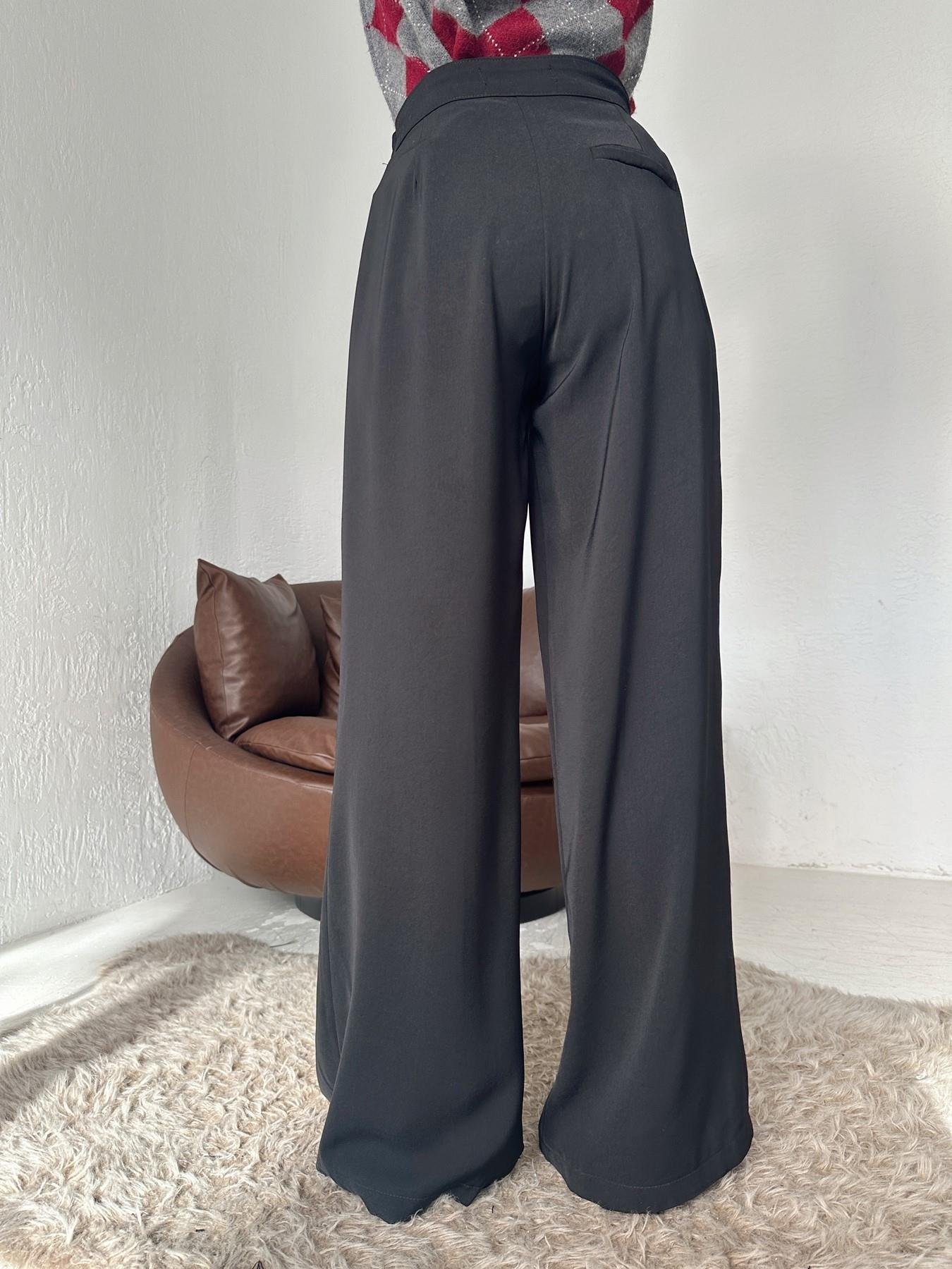 Gold Düğmeli Bol Pantolon SİYAH