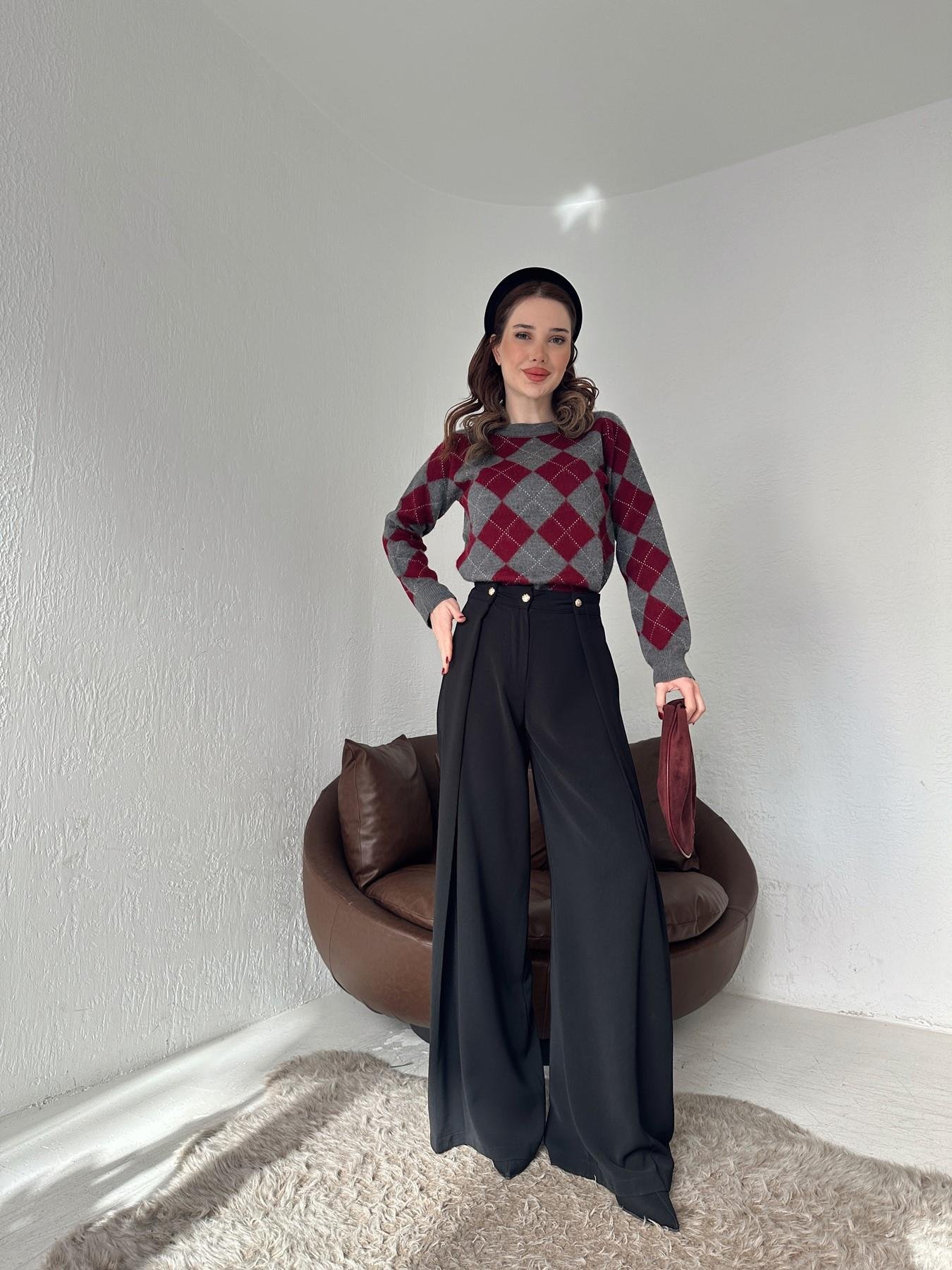 Gold Düğmeli Bol Pantolon SİYAH