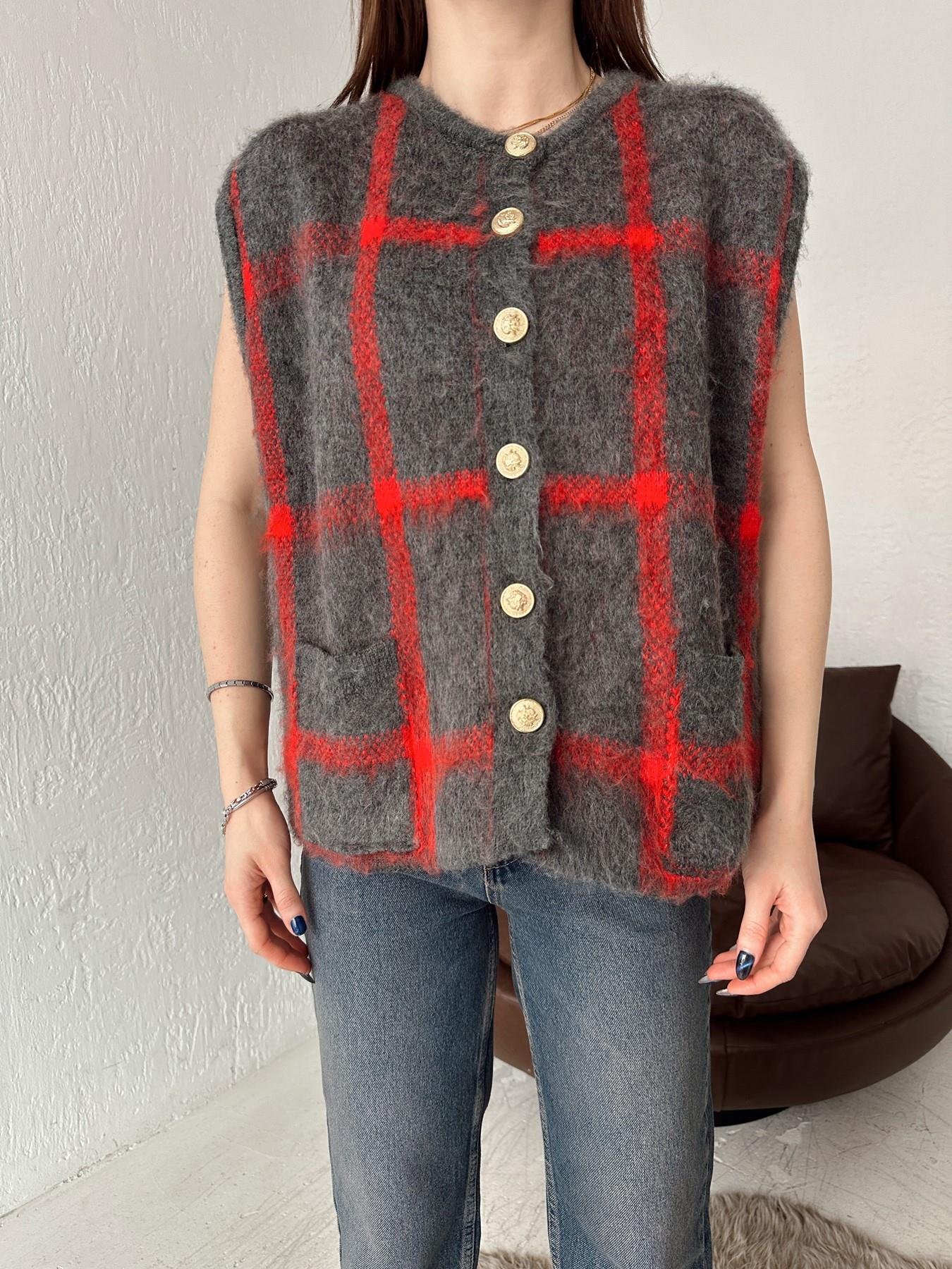 Gold Düğmeli Desenli Hırka ANTRASİT