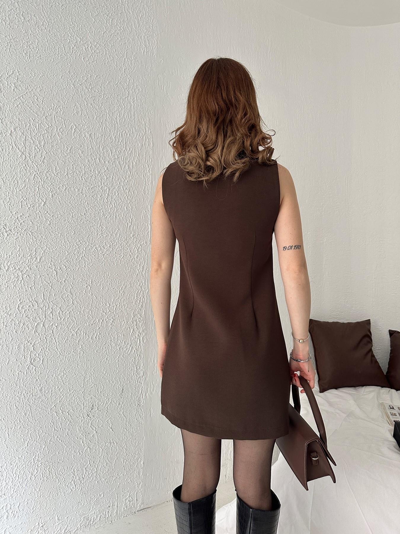 Gold Düğmeli Elbise KAHVE