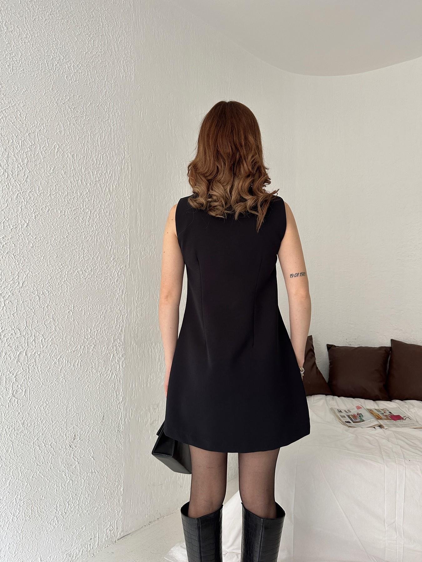 Gold Düğmeli Elbise LACİVERT