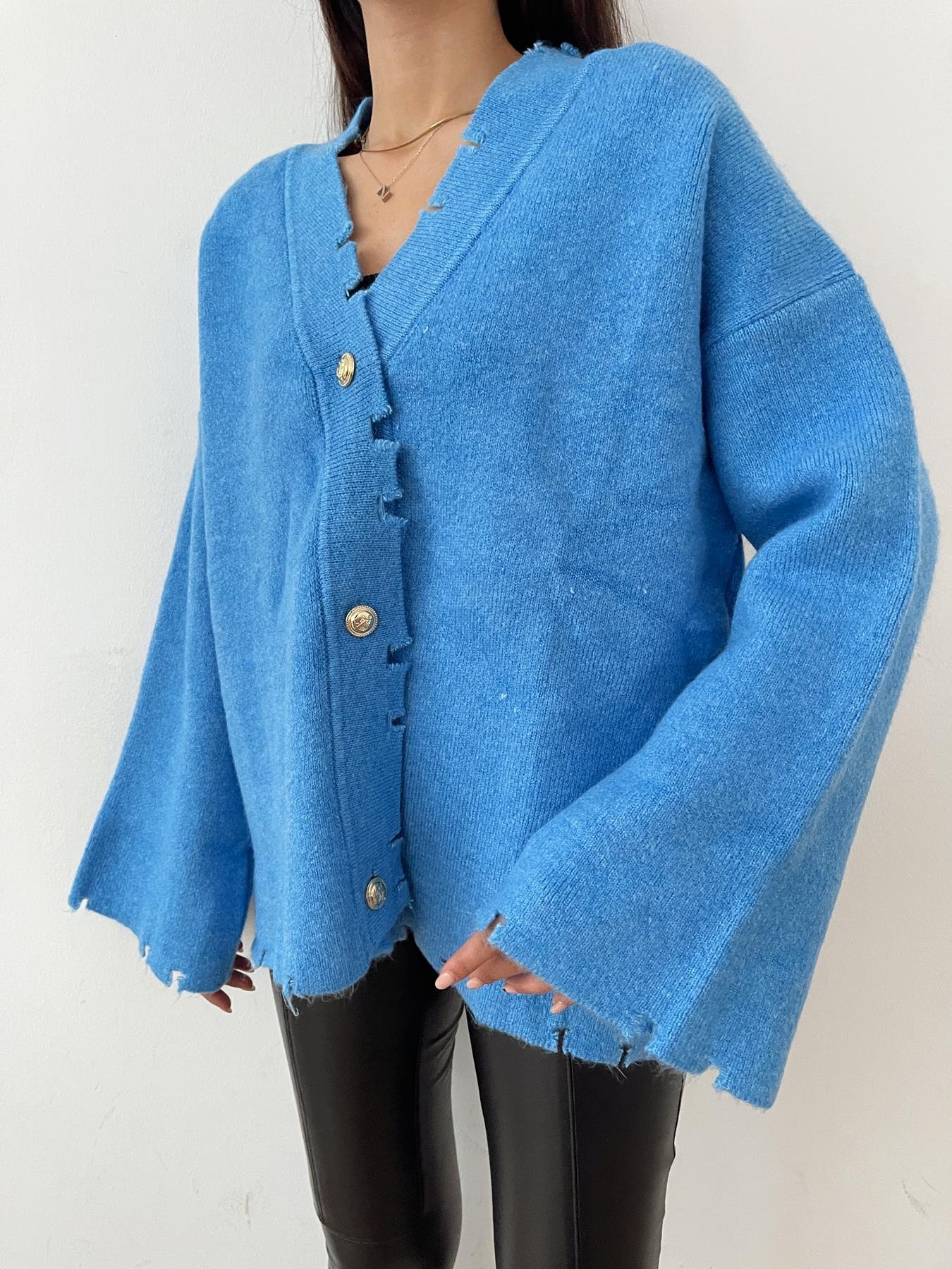 Gold Düğmeli Hırka MAVİ