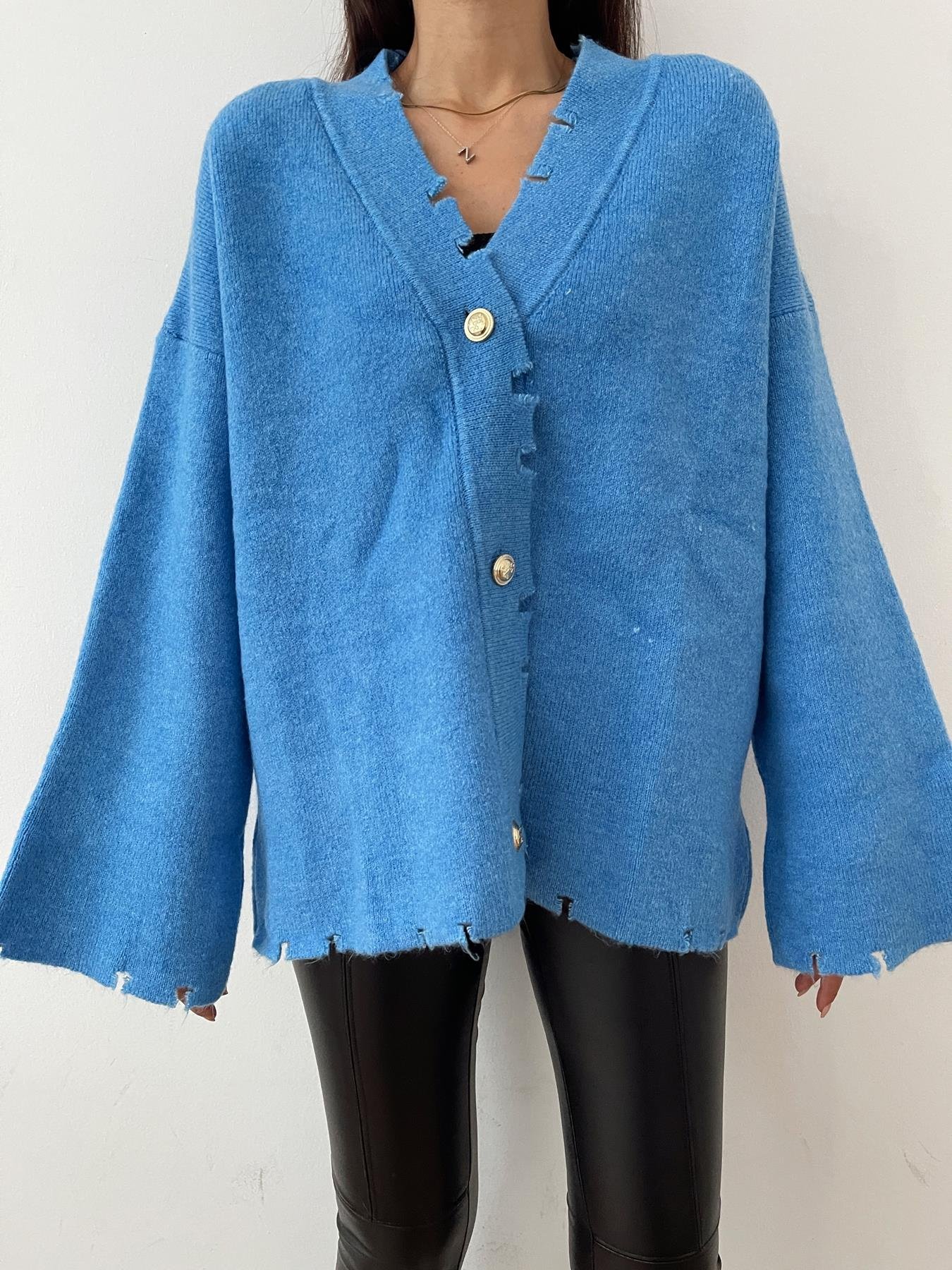 Gold Düğmeli Hırka MAVİ