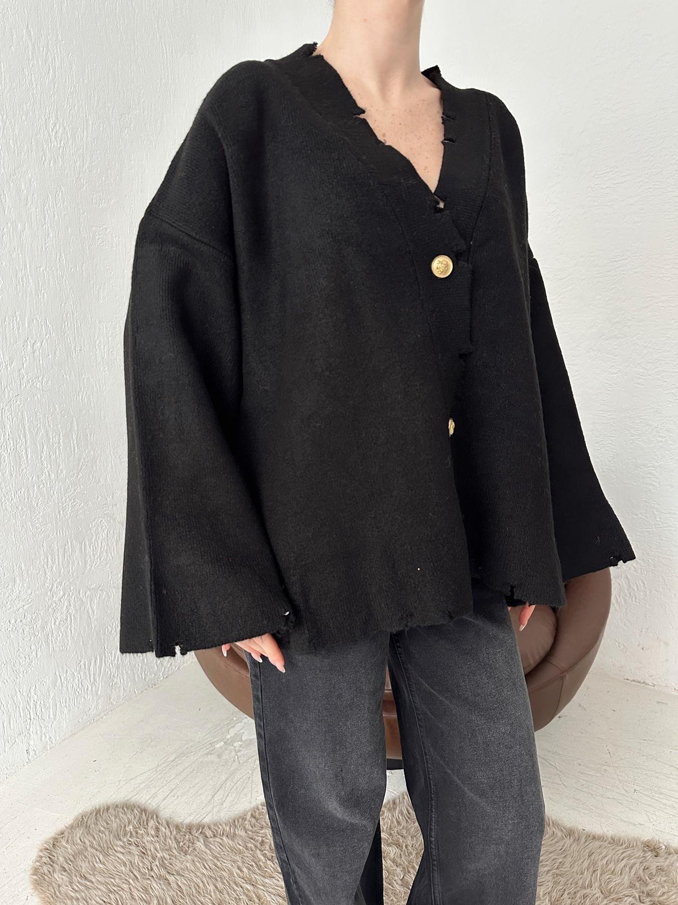 Gold Düğmeli Hırka SİYAH