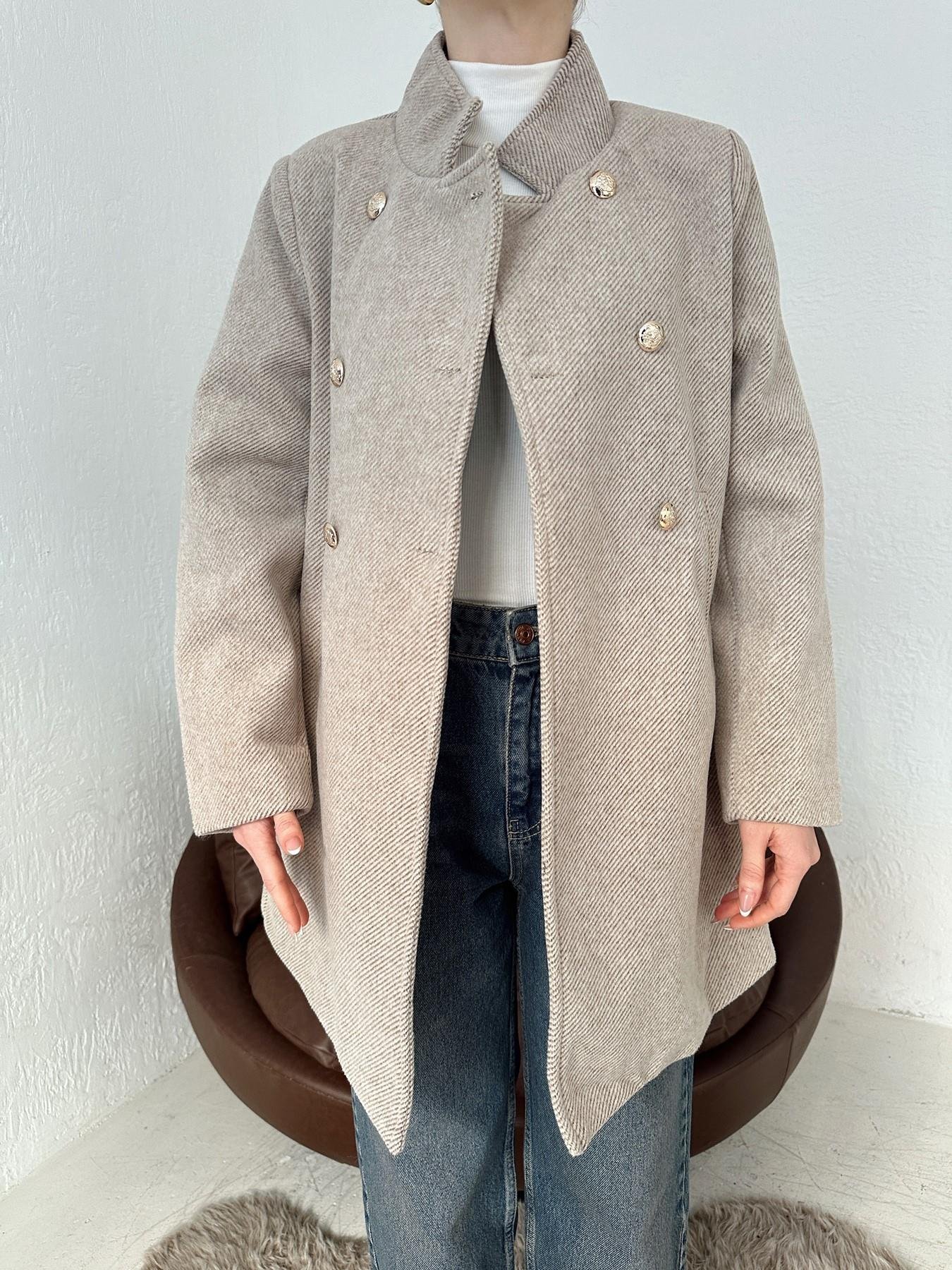 Gold Düğmeli Kaşe Kaban TAŞ