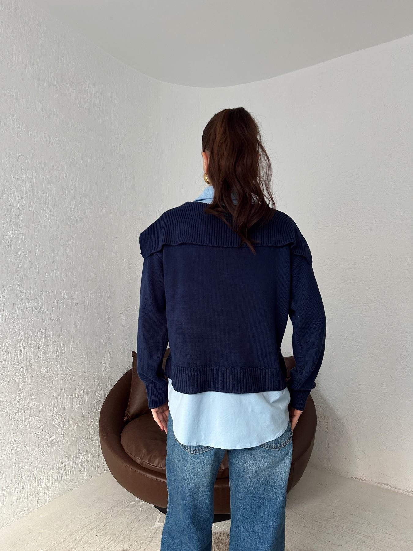 Gömlek Detay Şal Yaka Triko LACİVERT