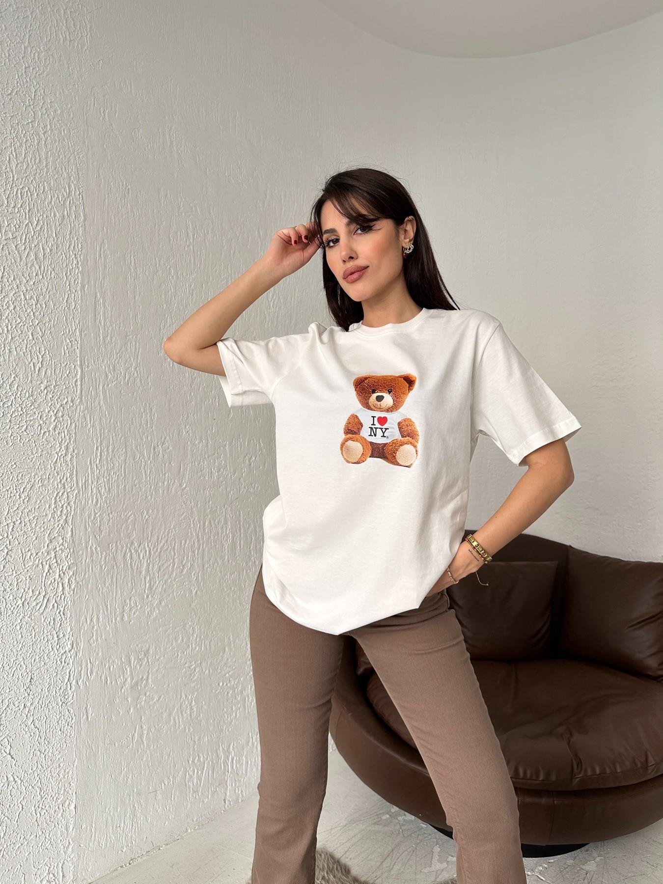 I Love NY Baskılı Tişört EKRU