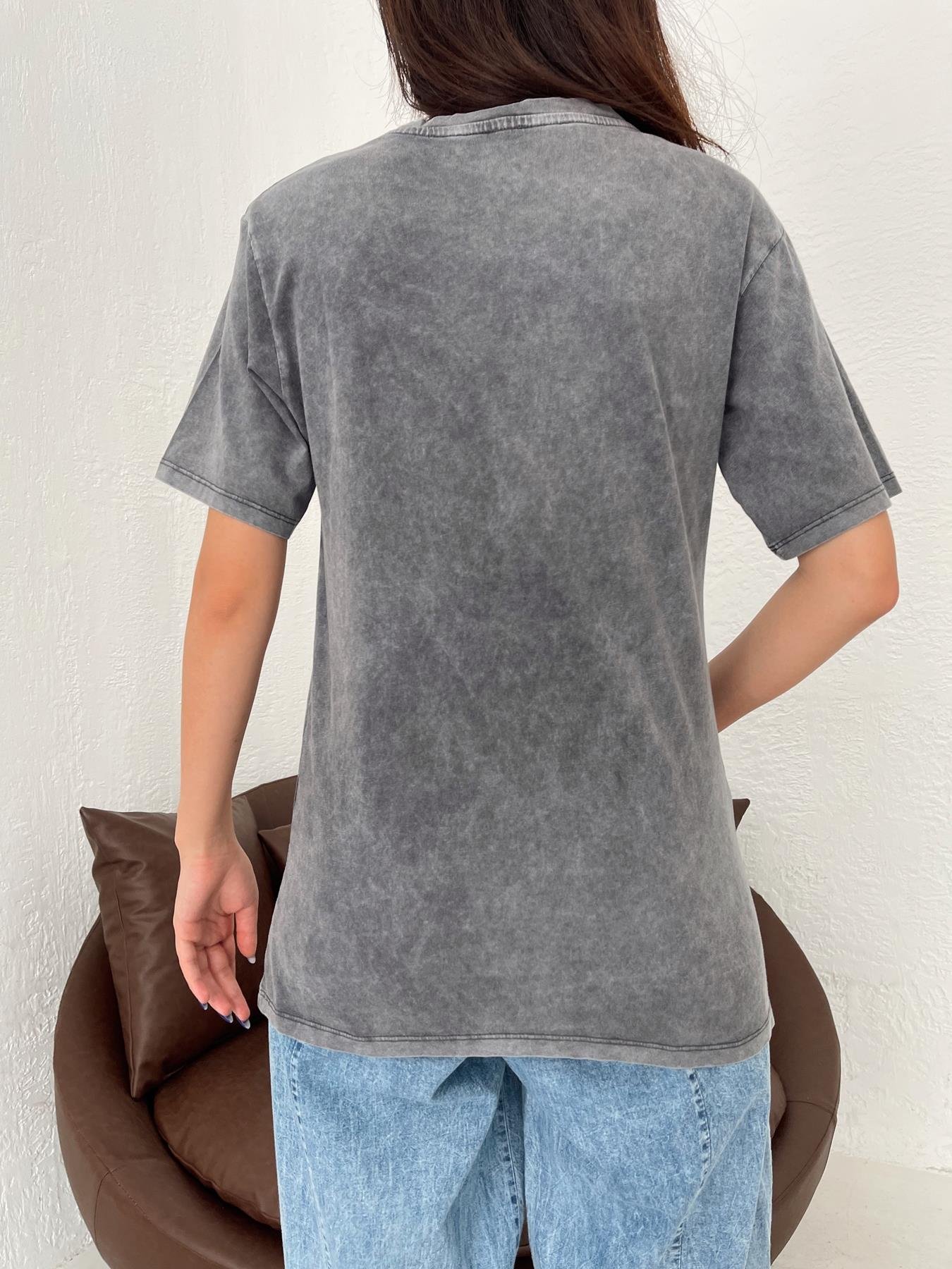 Immortal Baskılı Tişört Antrasit