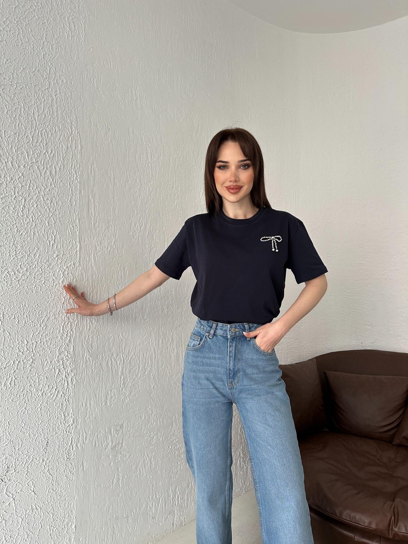 İnci Kurdeleli Tişört LACİVERT