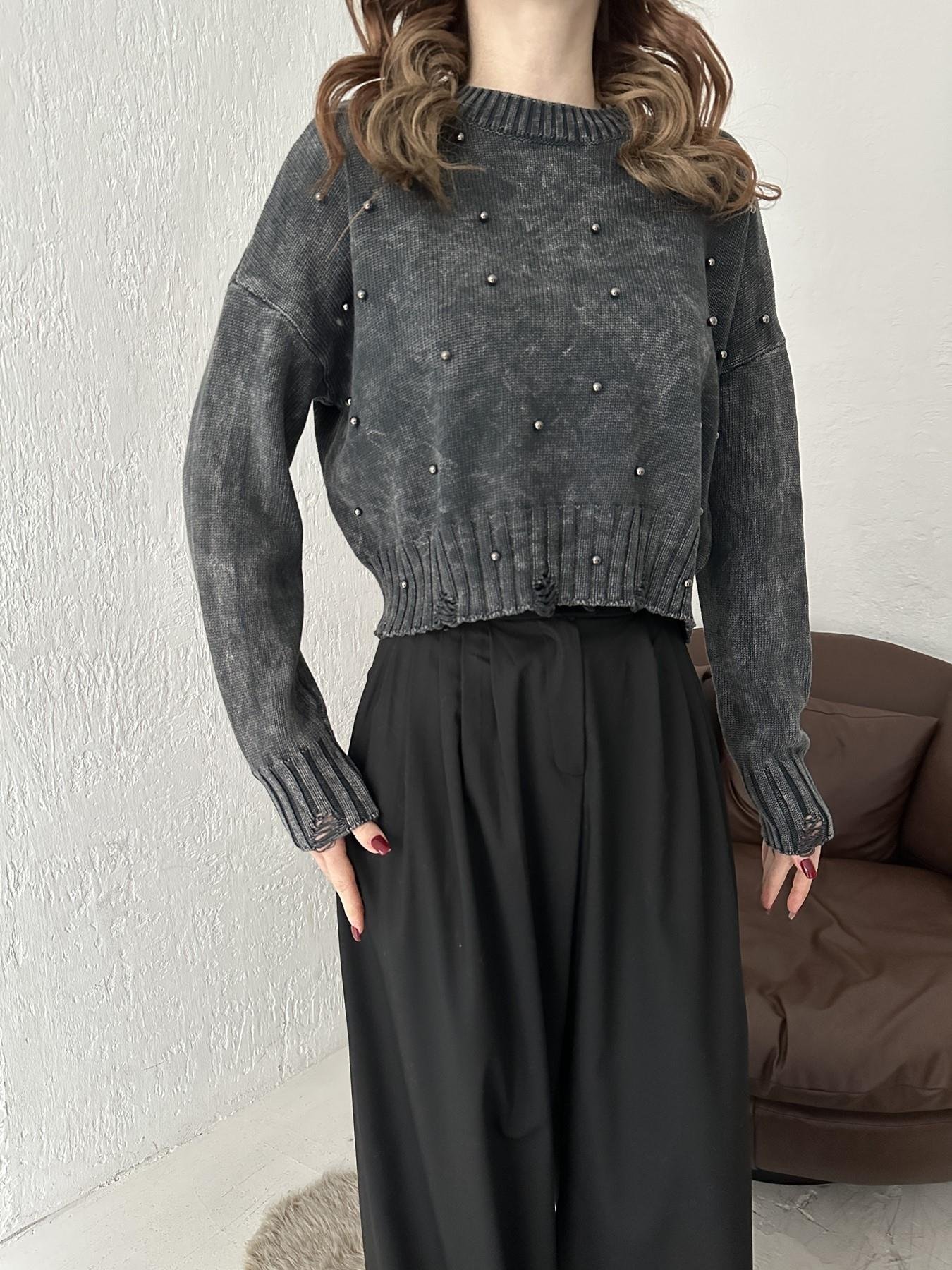 İncili Yıpratma Detay Crop Kazak ANTRASİT