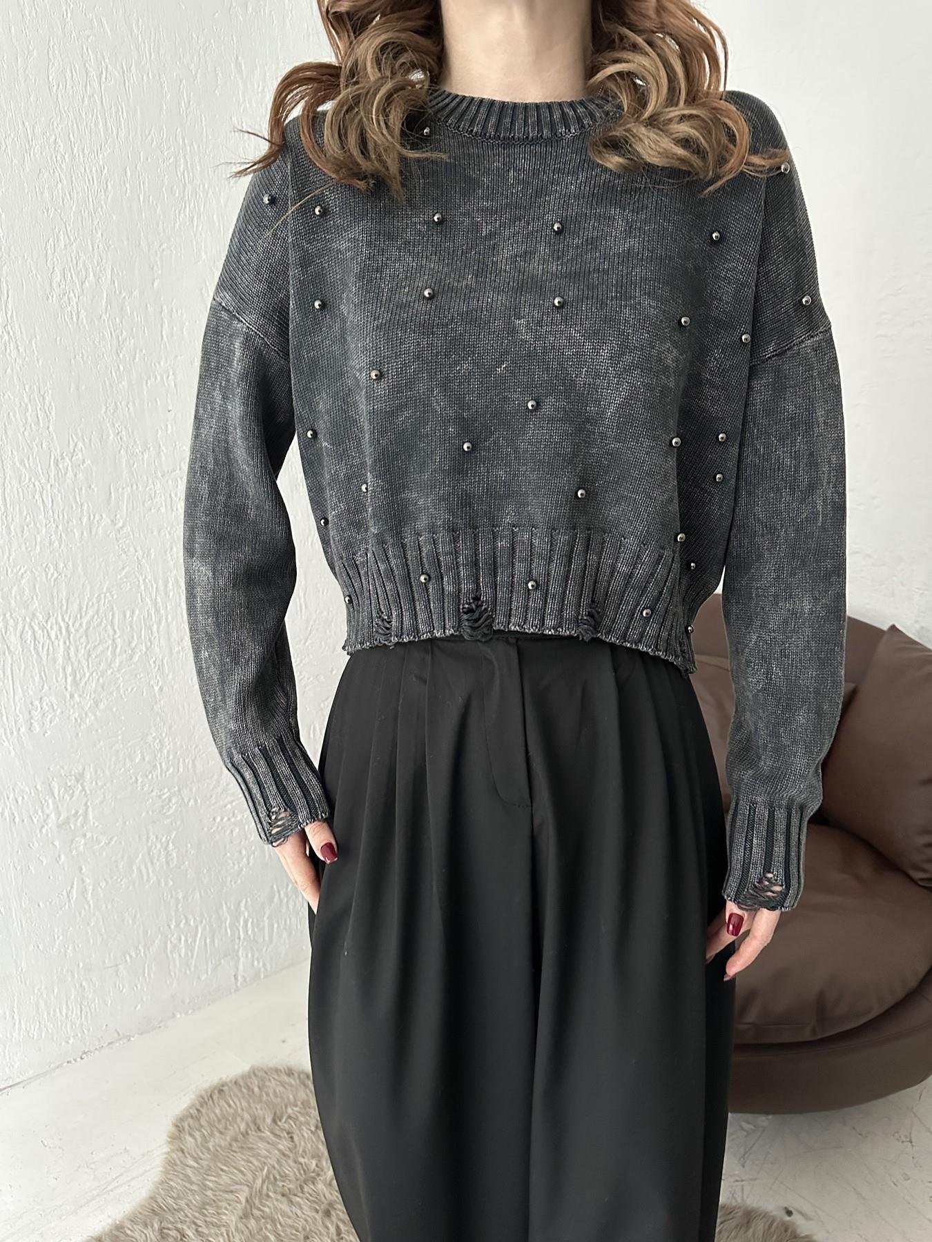 İncili Yıpratma Detay Crop Kazak ANTRASİT